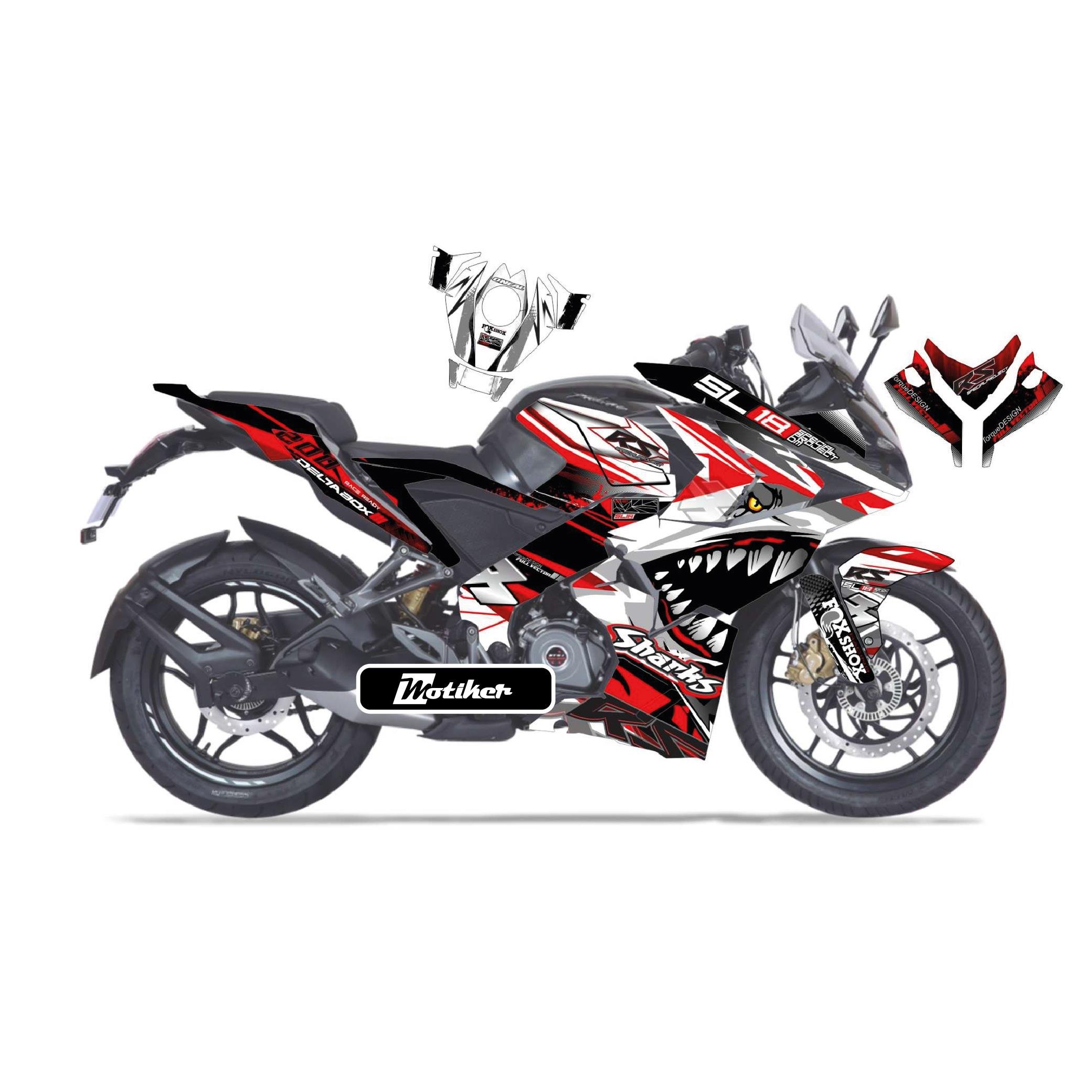 PULSAR RS 200 Bajaj RS200 Red Shark Sticker Etiket Parçalı Kaplama Modeli