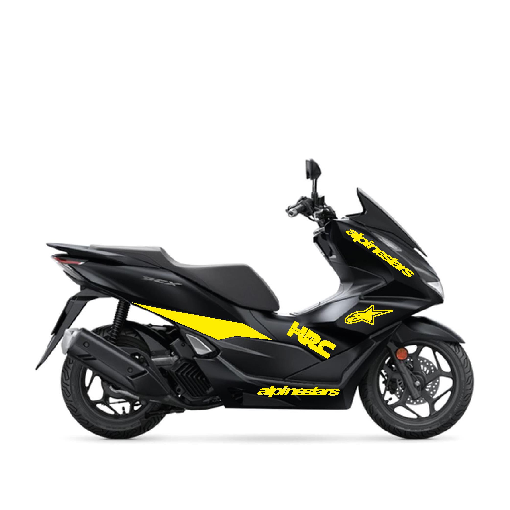 PCX Honda PCX 2021 - 2024 Uyumlu Evrensel Alpinestars Model Sticker Kaplama Etiket Modeli Sarı Renk