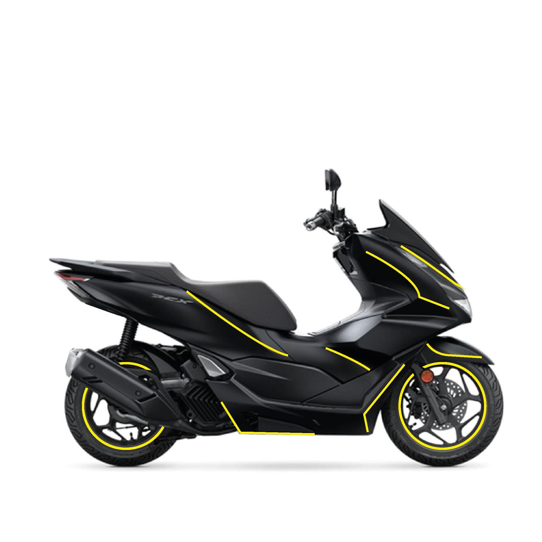 PCX Honda PCX 2021 - 2024 Uyumlu Evrensel Çizgi Model Sticker Kaplama Etiket Modeli Sarı Renk