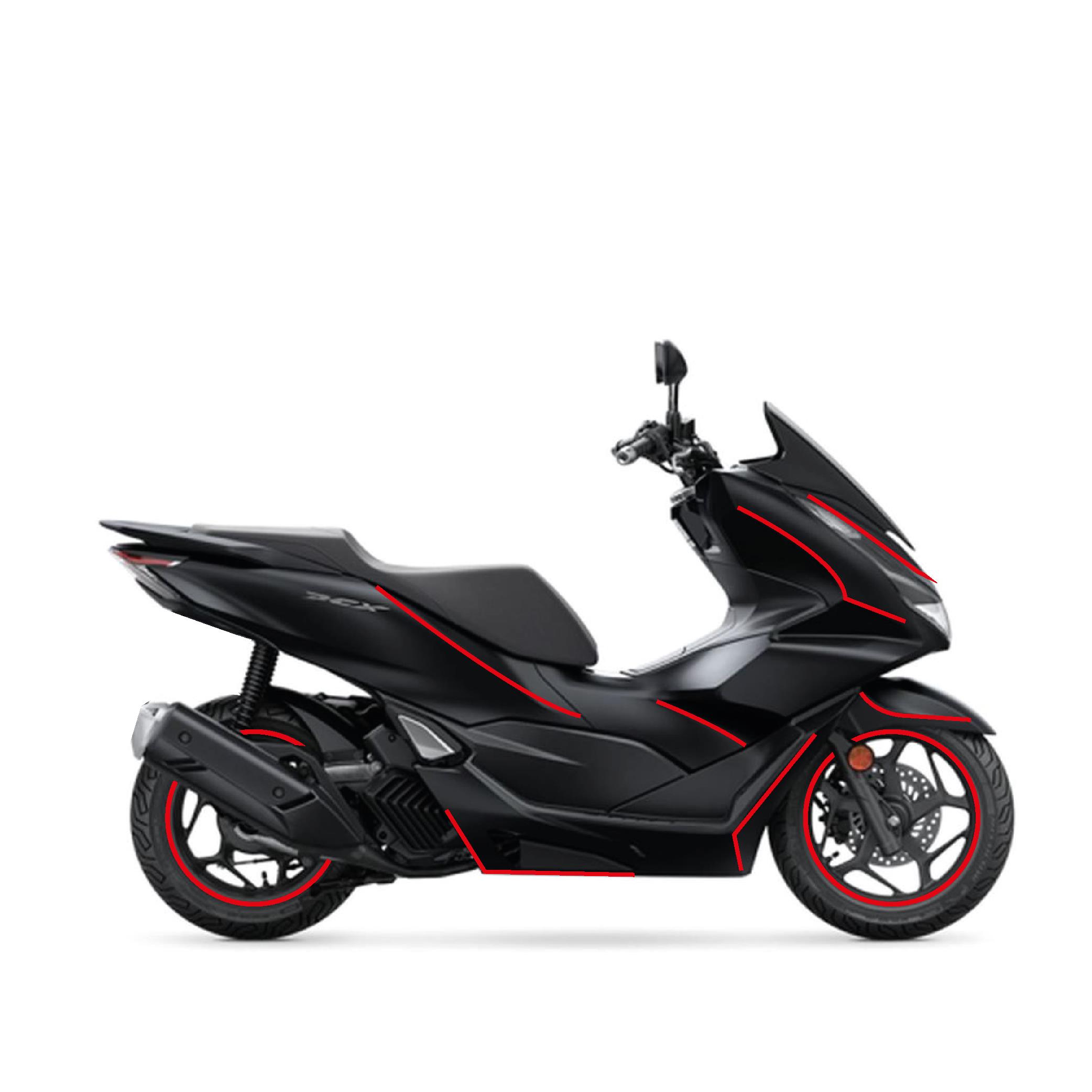 PCX Honda PCX 2021 - 2024 Uyumlu Evrensel Çizgi Model Sticker Kaplama Etiket Modeli Kırmızı Renk