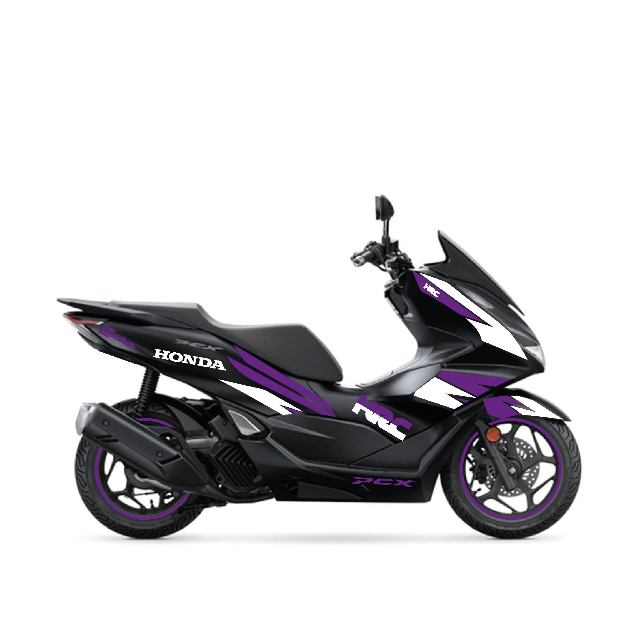 PCX Honda PCX 2021 - 2024 Uyumlu Evrensel HRC Model Sticker Kaplama Etiket Modeli Mor - Beyaz Renk