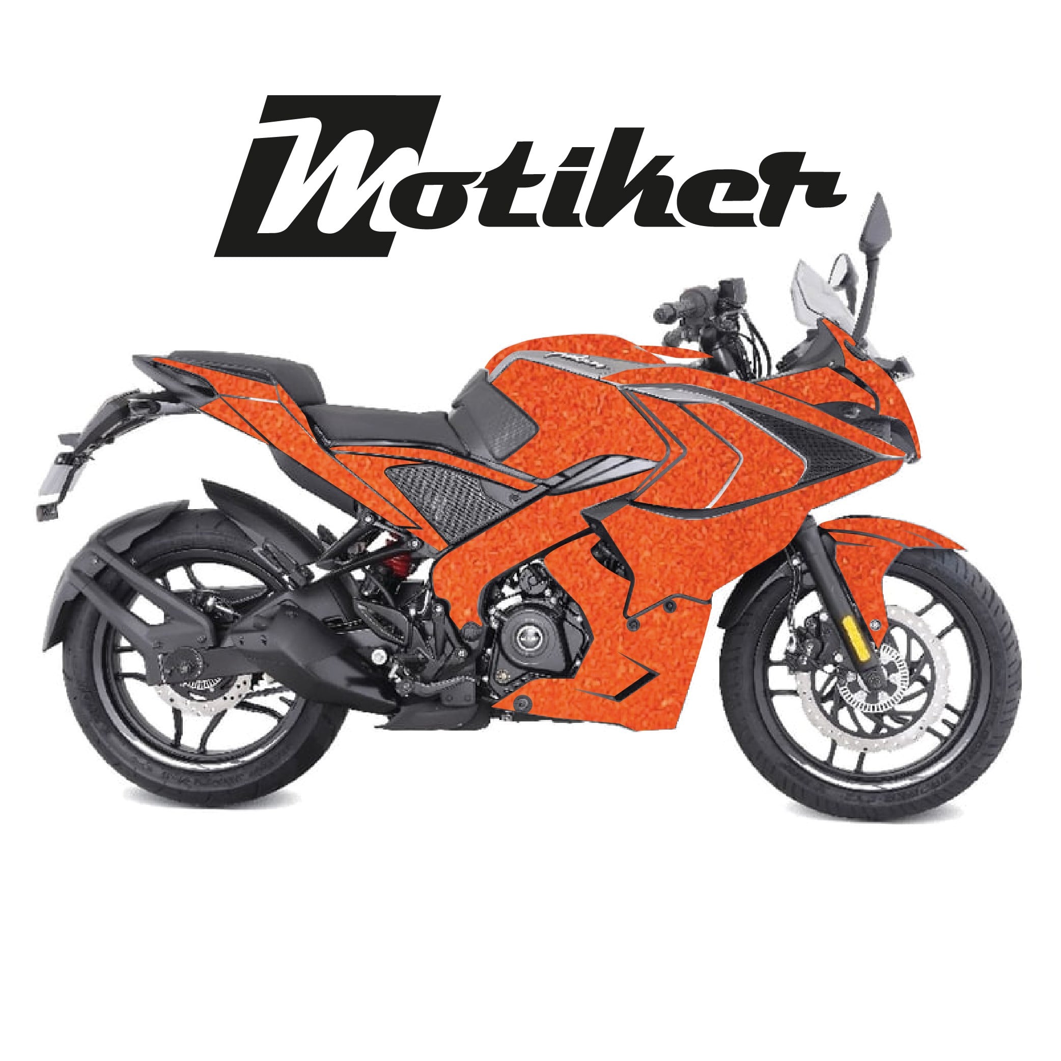 Bajaj Pulsar RS200 Açık Turuncu Parçalı Kaplama Tasarımı Sticker Etiket Modeli