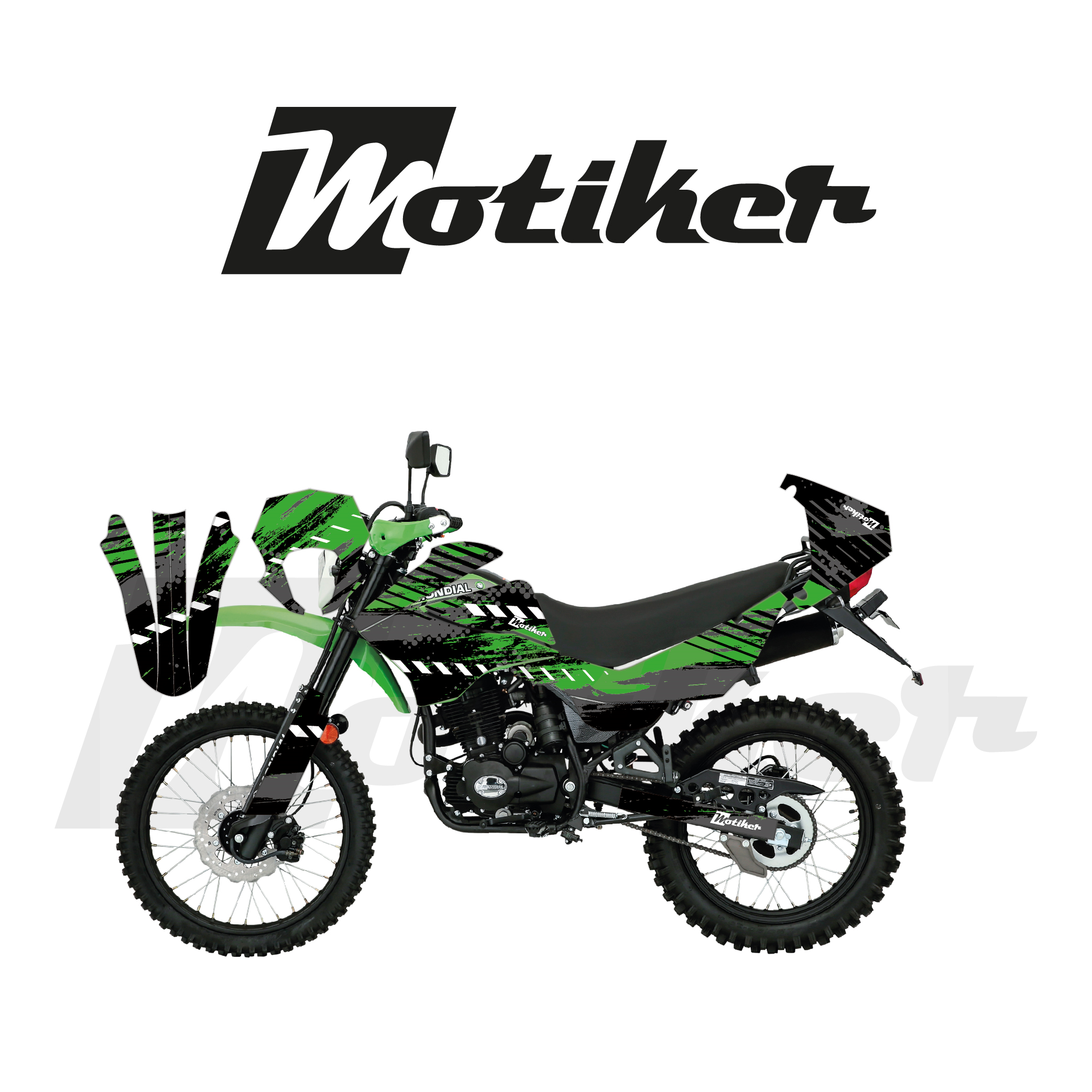 Mondial 2016-2022 Model X-Treme Max 200İ Racing Sport Yeşil Zemin Üstü Siyah Tasarımı Sticker Etiket Modeli