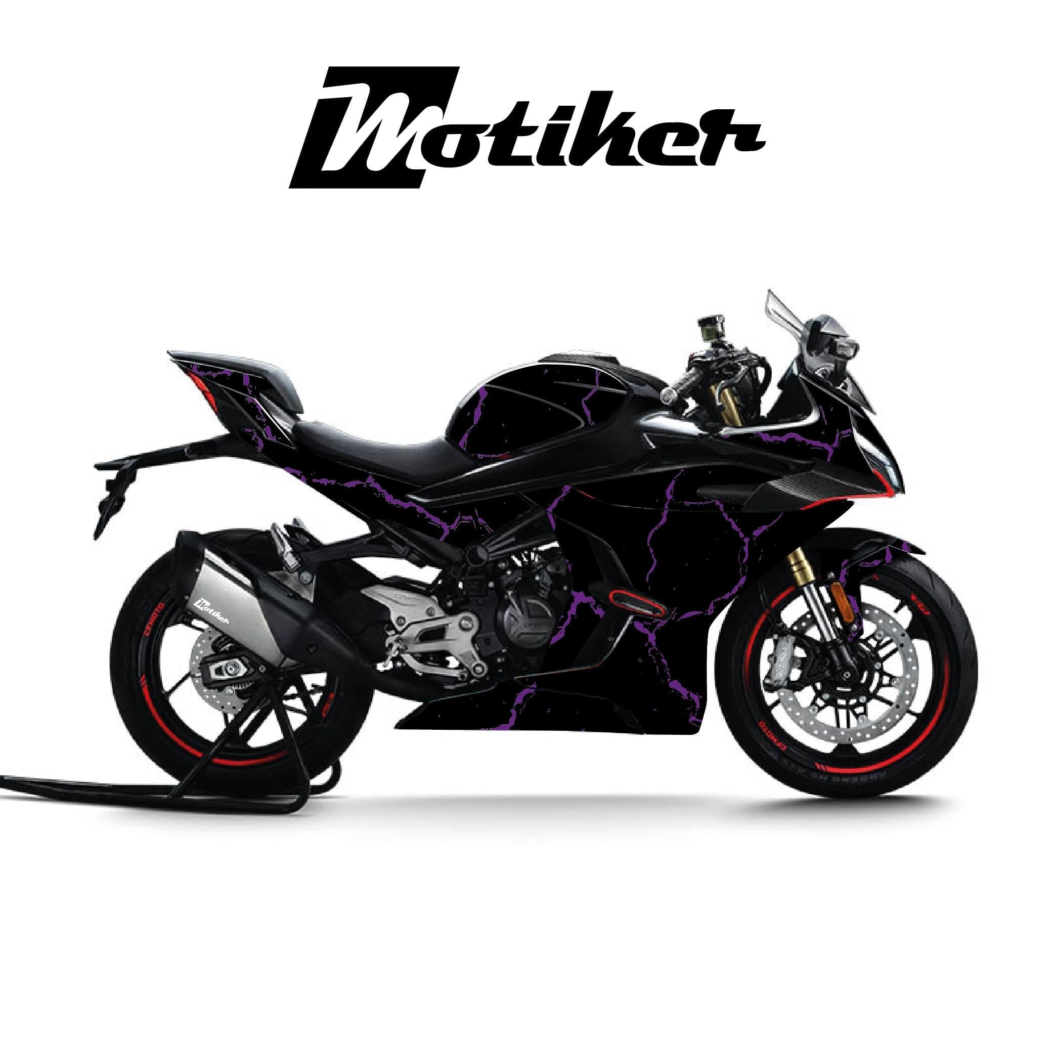 CFMOTO 450SR Kaplama Motosiklet Sticker Etiket Modeli Şimşek Desen 