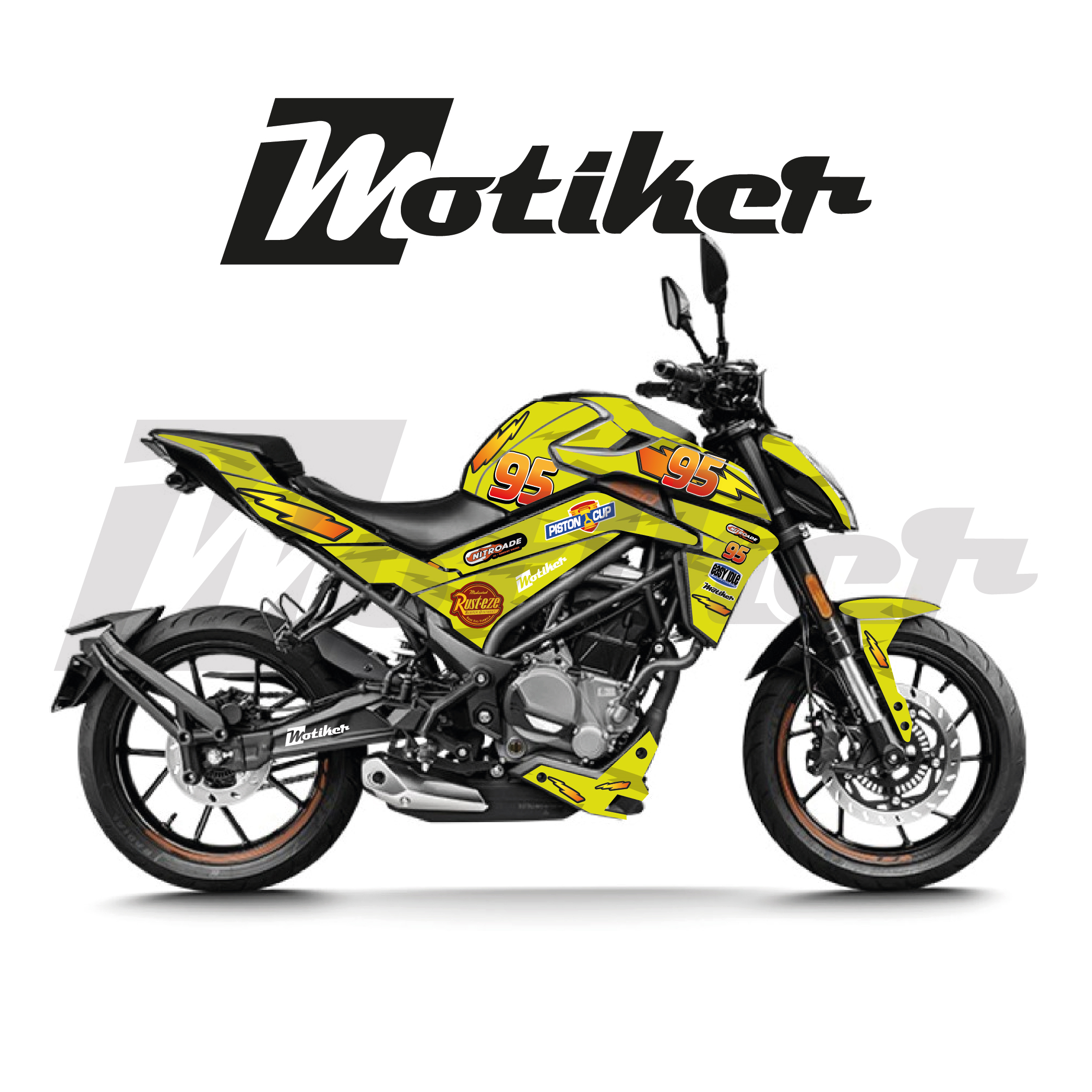CF MOTO NK250 2023 - 2026 Model Şimşek McQueen Sarı Tasarımı Sticker Etiket Modeli