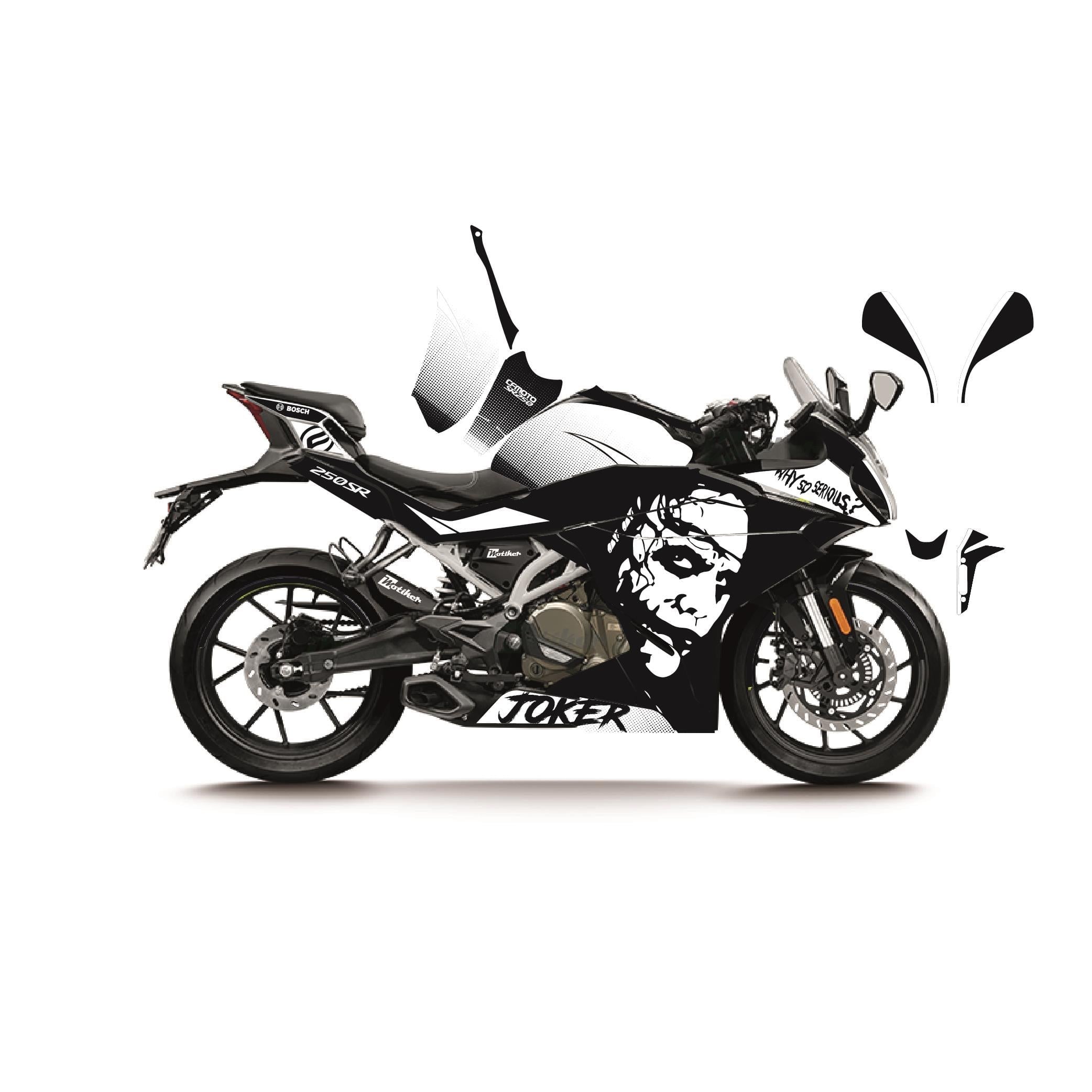 CFMOTO 250SR JOKER MODEL PARÇALI MOTOSIKLET KAPLAMA STICKER ETIKET MODELI