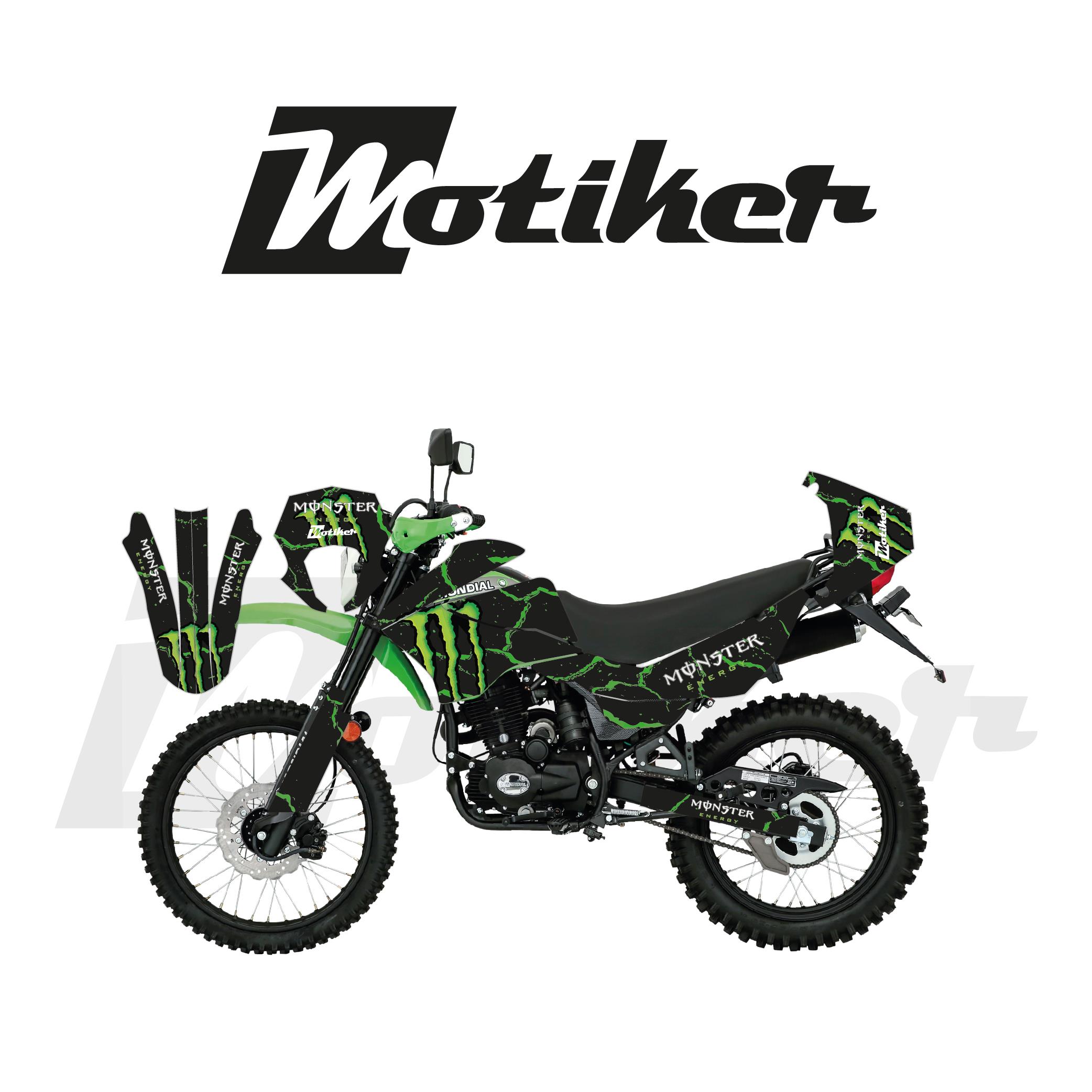 Mondial 2016-2022 Model X-Treme Max 200İ Monster Siyah Zemin Üstü Yeşil Tasarımı Sticker Etiket Modeli