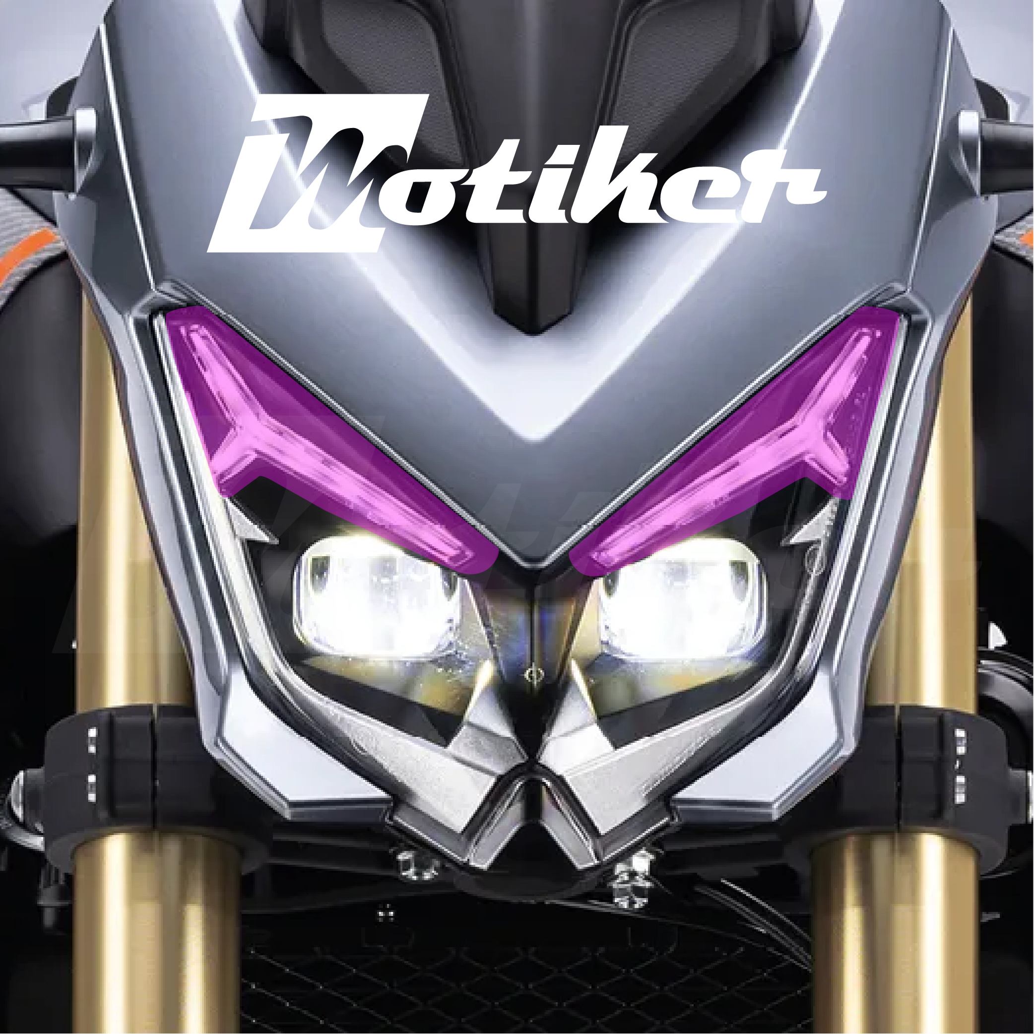 RKS QJ SRK125S Far Üstü Kaş Tasarım Mor Şeffaf Sticker Etiket Modeli