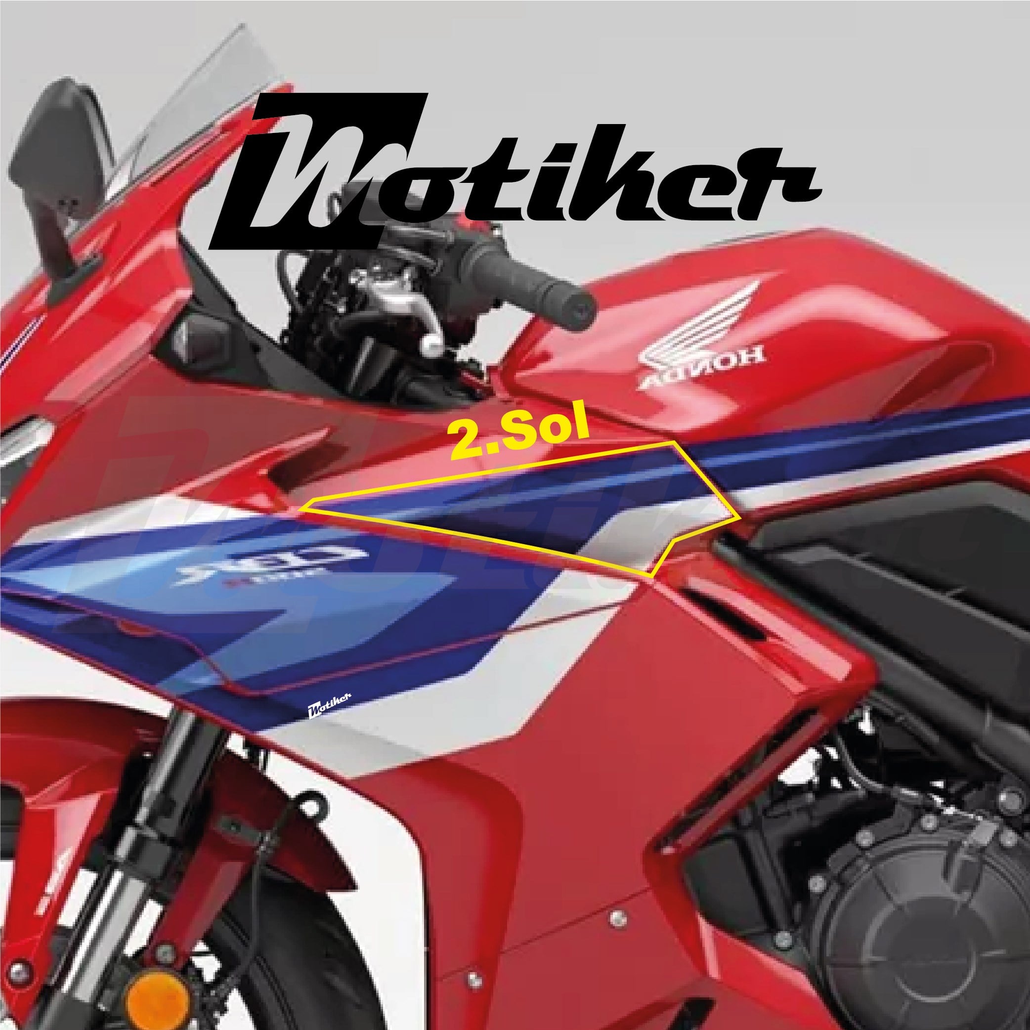 Honda CBR500R 2025-2026 Model Orjinal Tasarım Sol 2. Parça Sticker Etiket Modeli