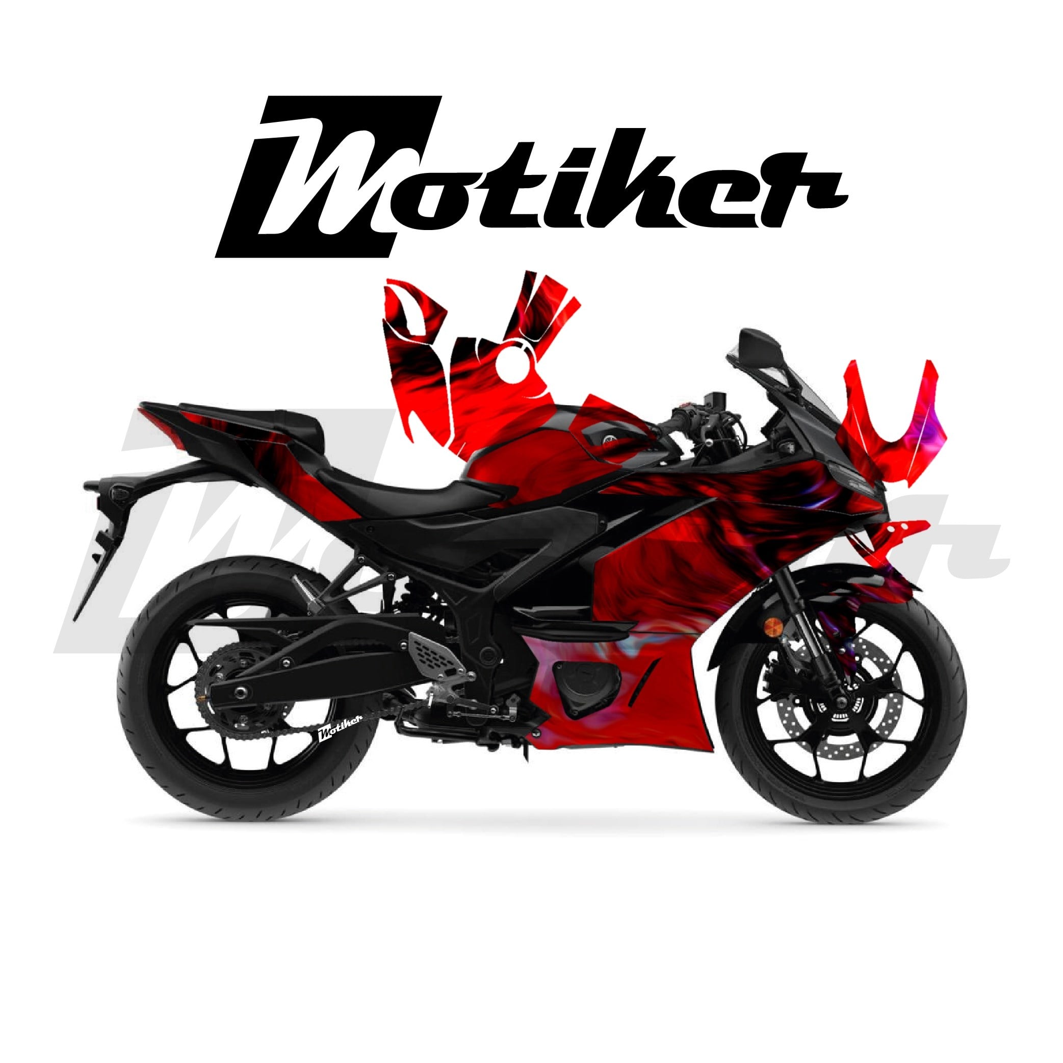 Yamaha YZF R25 Parçalı Kaplama Sticker Etiket Modeli Akışkan Doku Desen 7 (MTK9368)