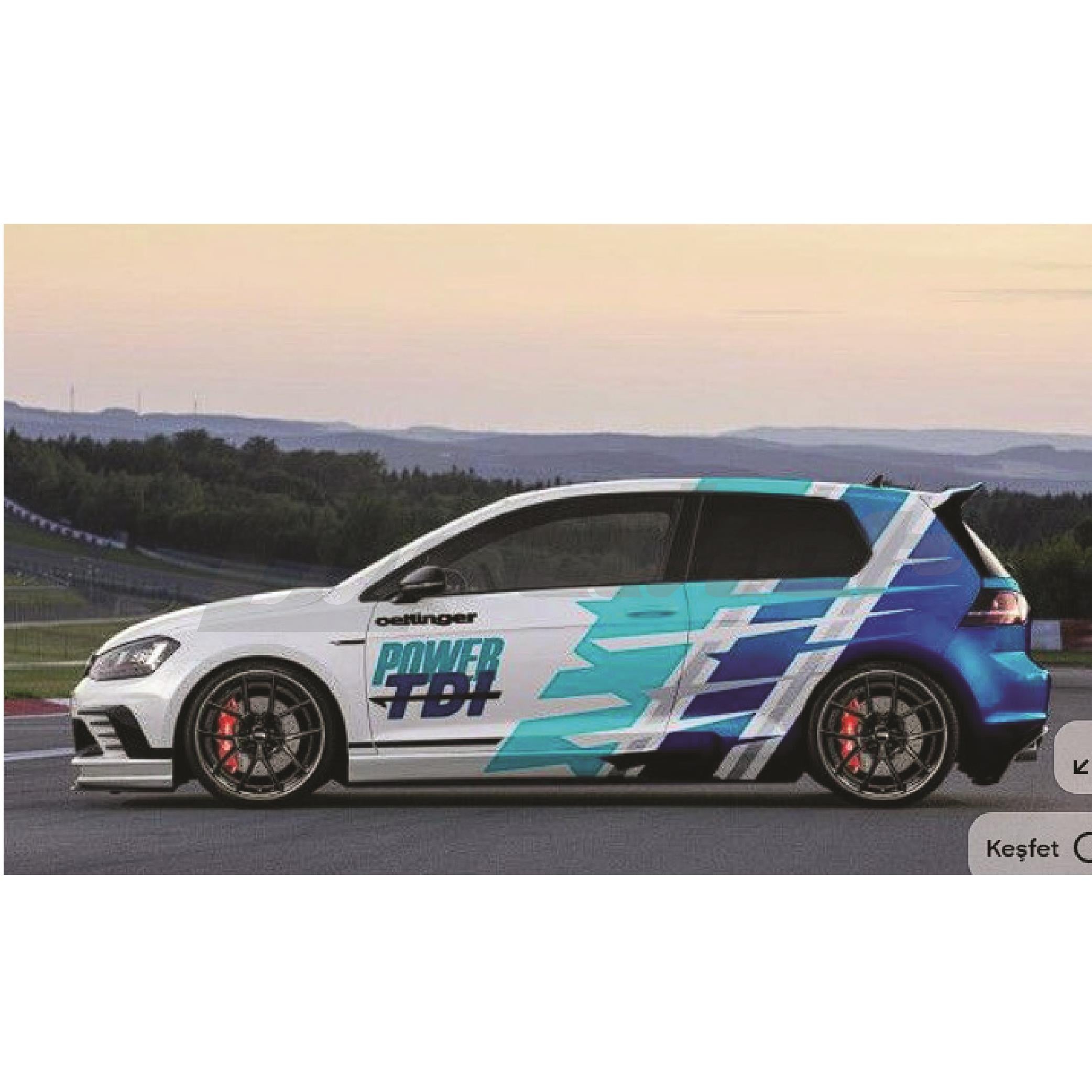 Wolksvagen Golf Turkuaz Ve Mavi Kaplama Power Tdı Desen Model
