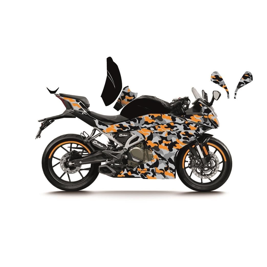 CFMOTO 250SR KAMUFLAJ (CAMOUFLAGE) MODEL PARÇALI MOTOSIKLET KAPLAMA STICKER ETIKET MODELI