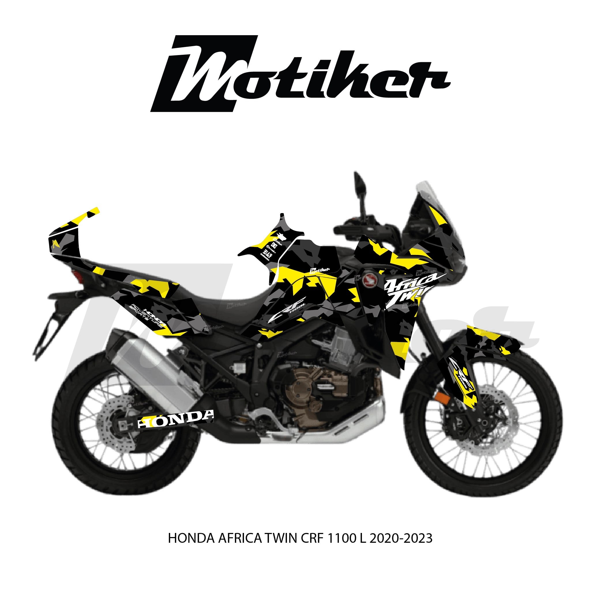 HONDA AFRICA TWIN CRF 1100 L 2020-2023 Adventure Camouflage Parçalı Kaplama Siyah Beyaz Sarı Special