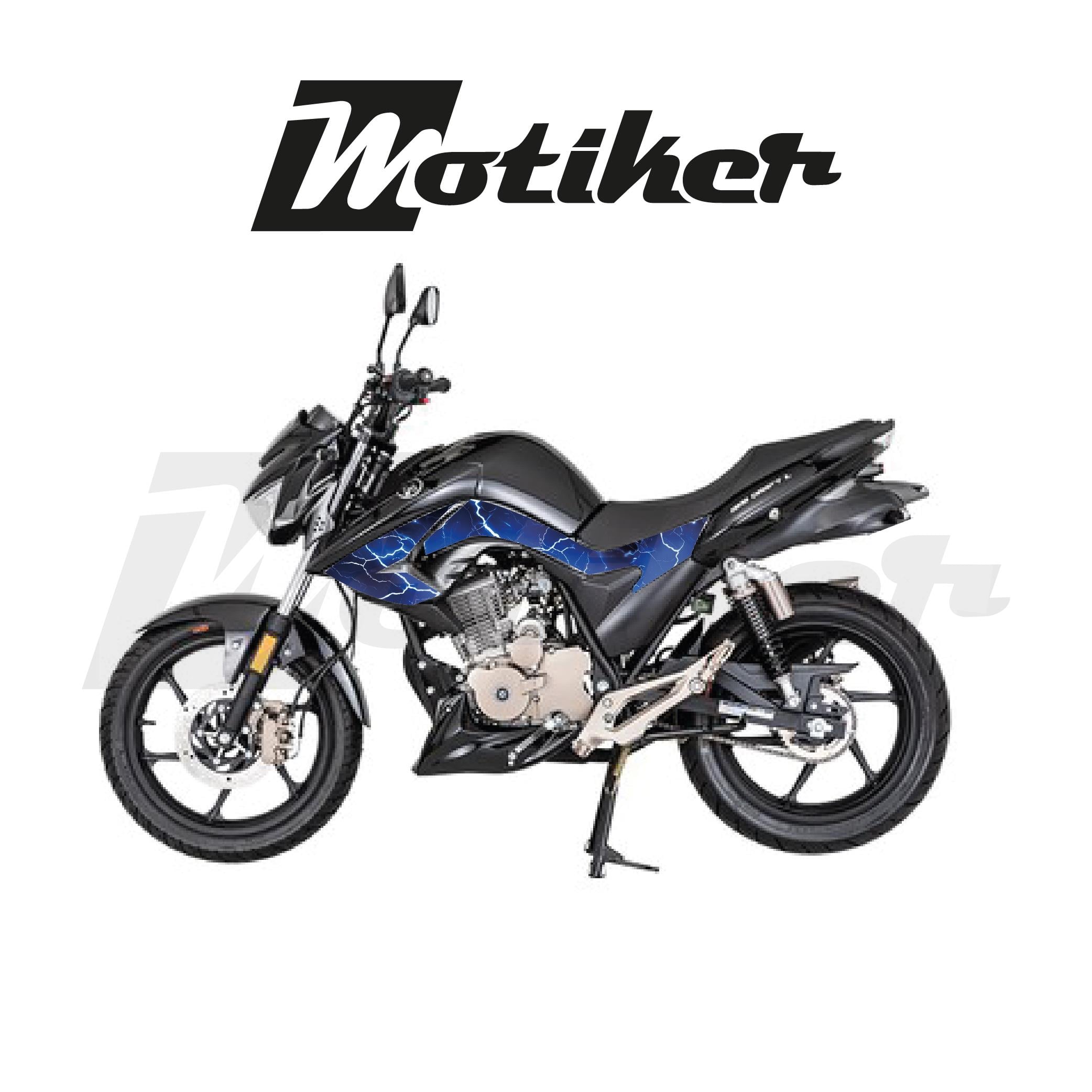 Mondial Drift L Orta Şase ve Ön Grenaj Mavi Şimşek Sticker Etiket Kaplama Modeli