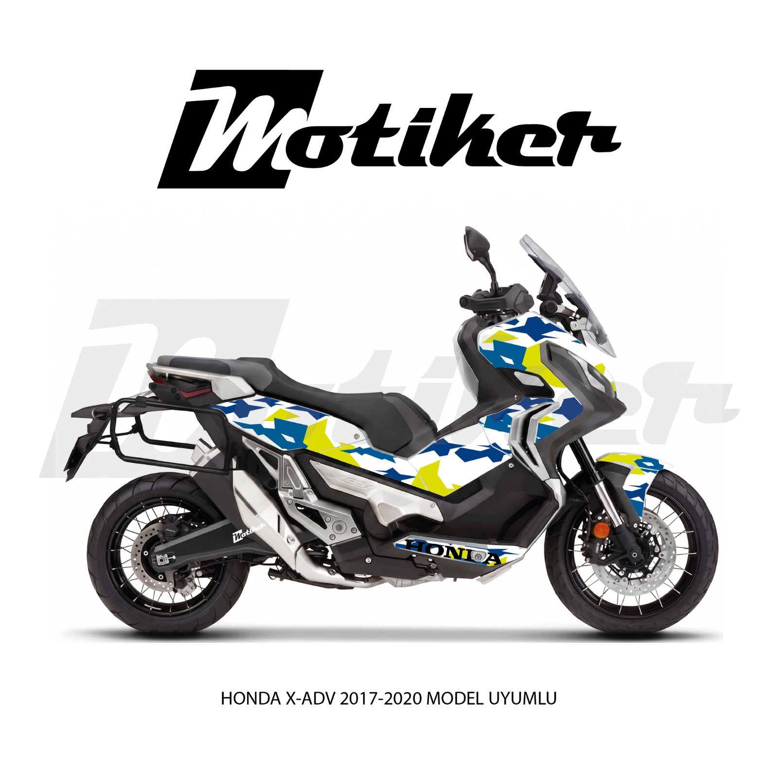 Honda X-ADV 750 2017-2020 Model Uyumlu 3 Renk Kamuflaj Desen Tasarımı Sticker Etiket Modeli