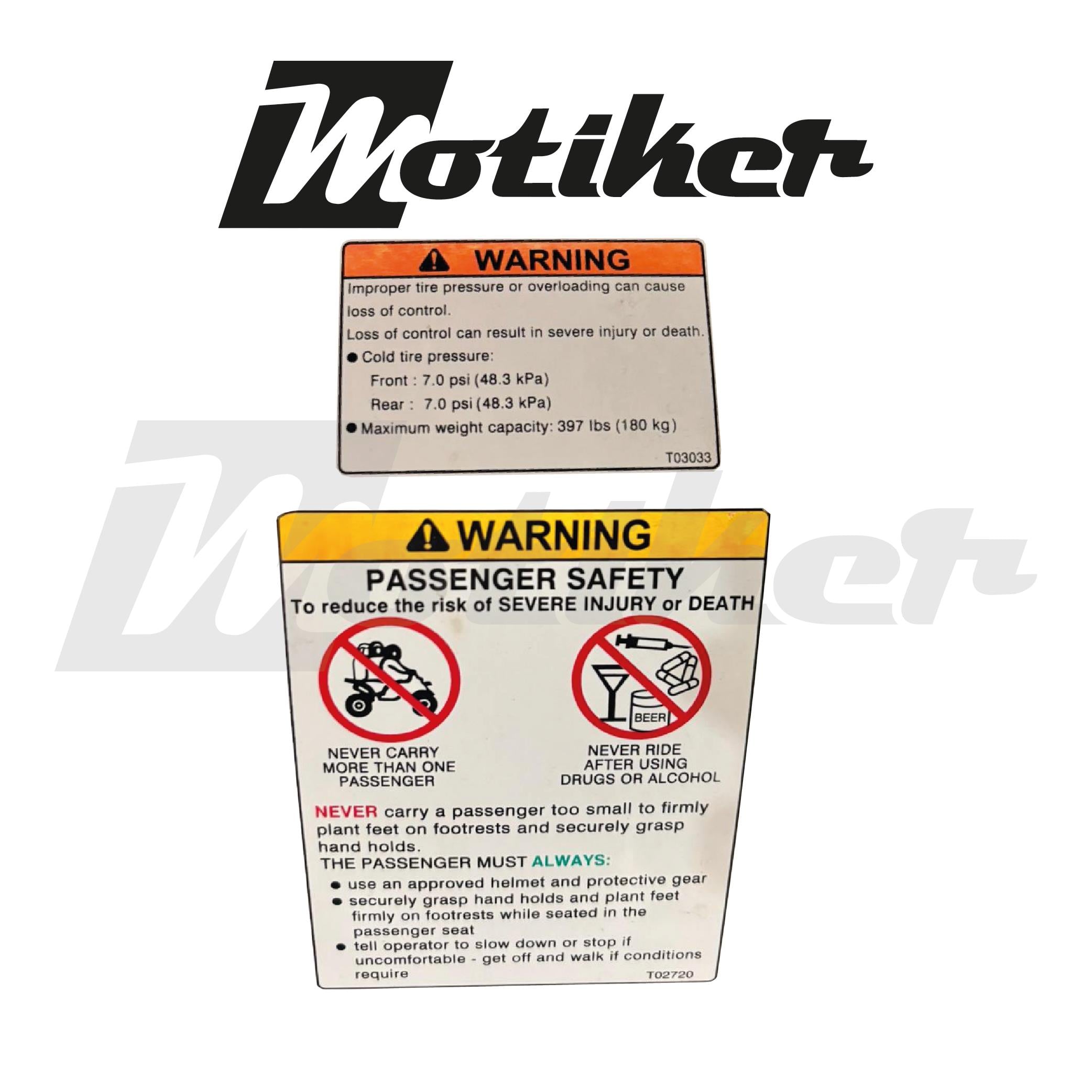 ATV İngilizce Uyarı Kağıdı Tasarımı Sticker Etiket Modeli