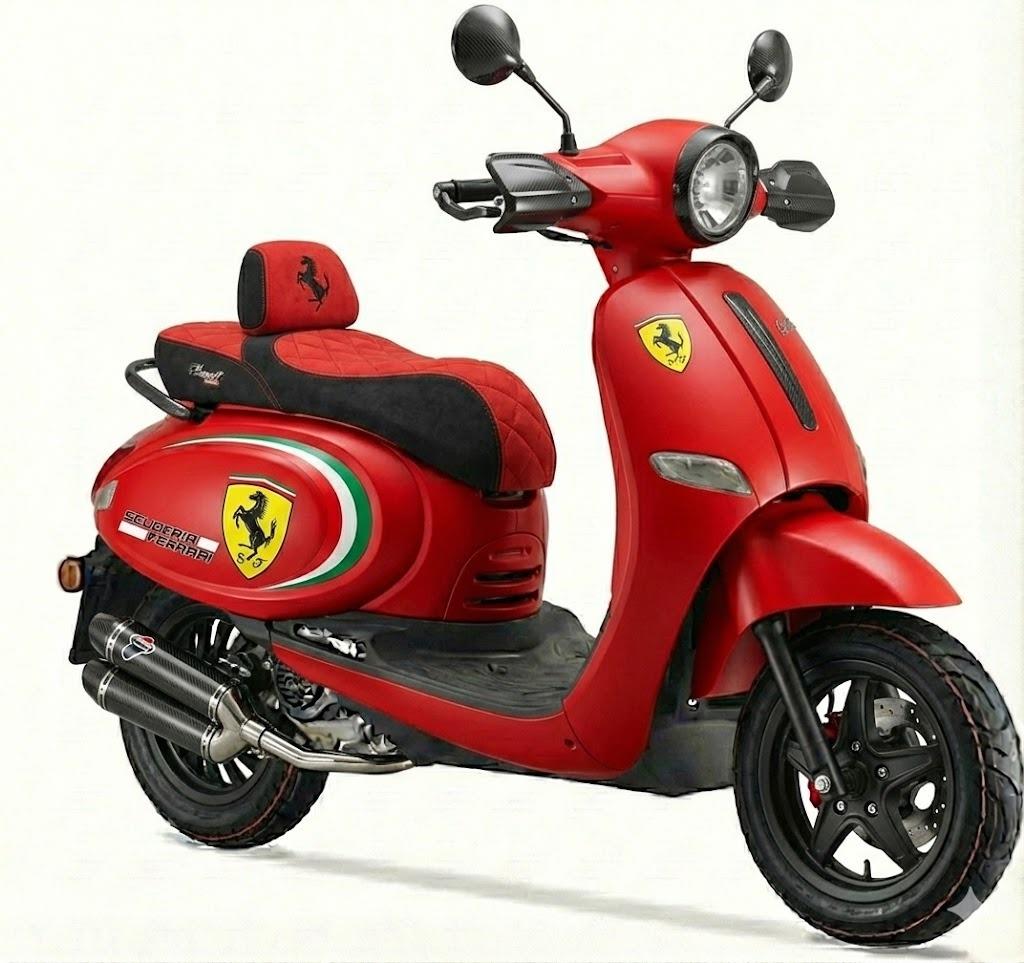 Motorsiklet Ferrari Desen Sticker Etiket Modeli ARORA/VESPA Moedellerine Uygundur 