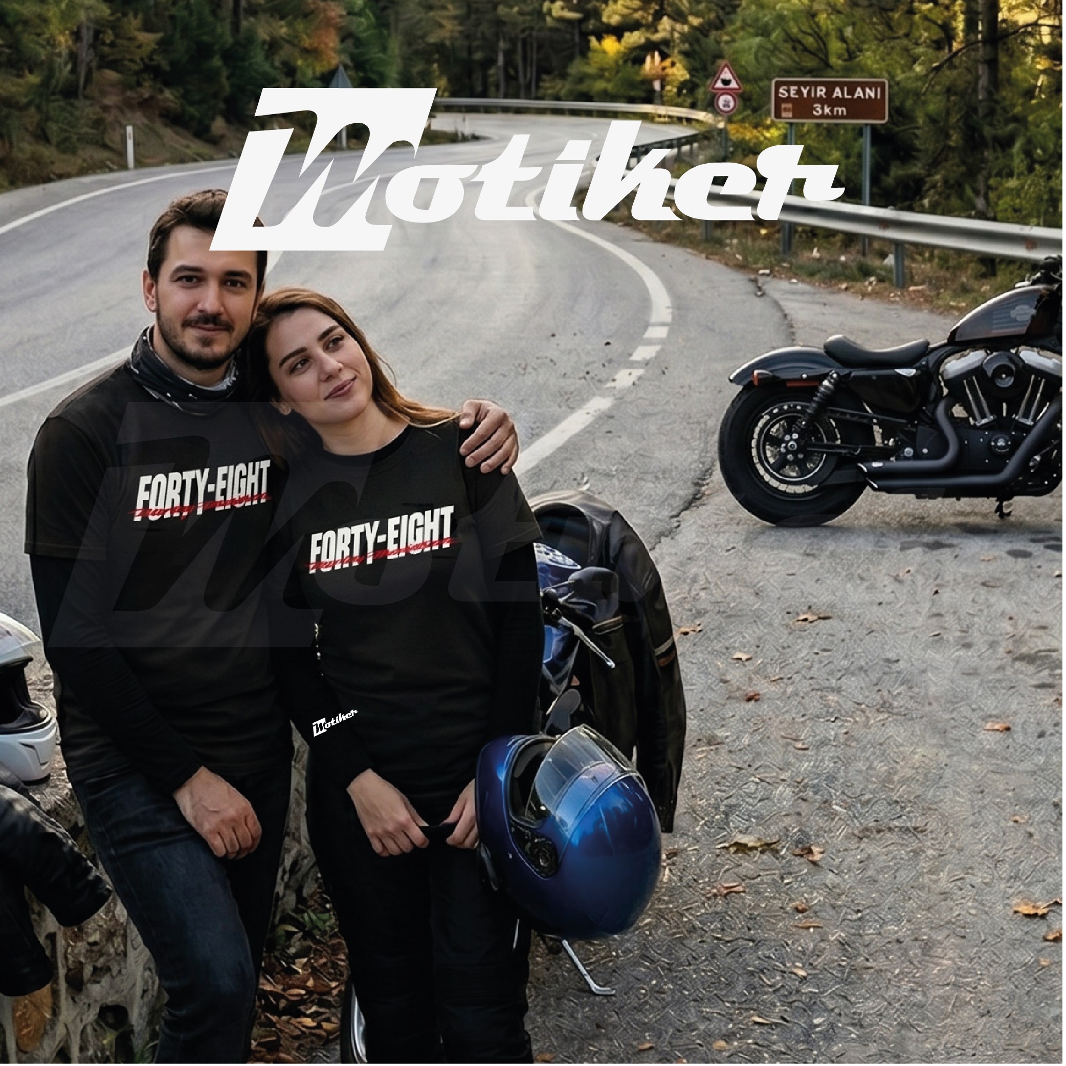 Harley Davidson Forty Eight Tasarım Motorcu Tişörtü Beyaz Kırmızı