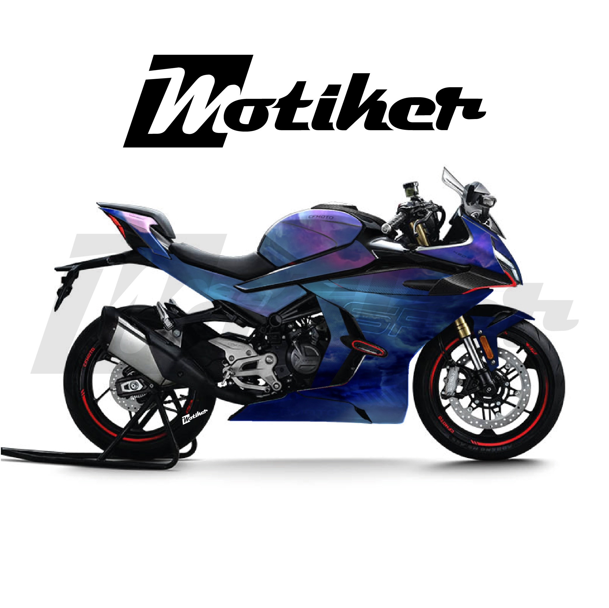 CF MOTO 450SR Parçalı Kaplama Sticker Etiket Modeli Bulutsu Desen 13 (MTK9374)