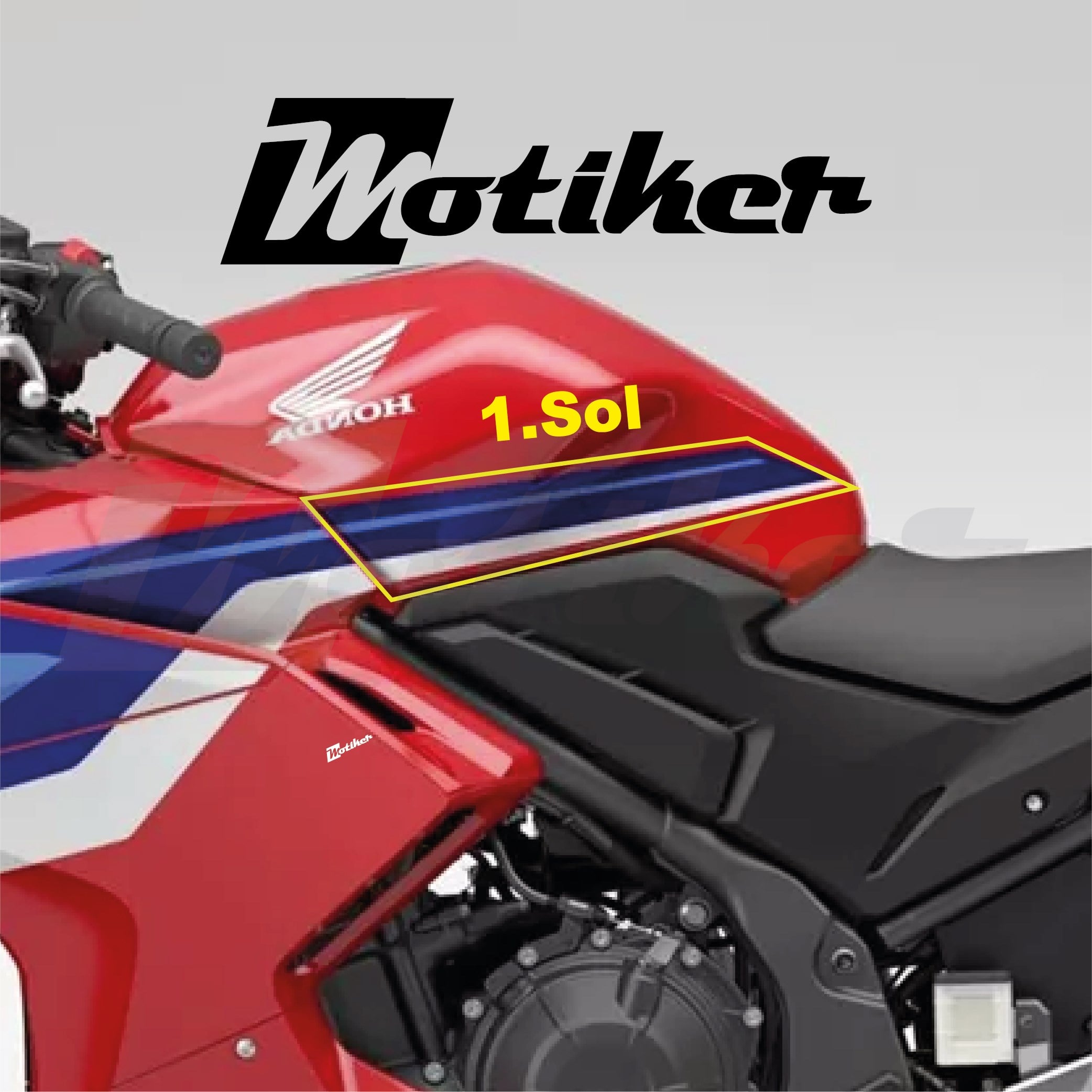 Honda CBR500R 2025-2026 Model Orjinal Tasarım Sol 1.Parça Sticker Etiket Modeli
