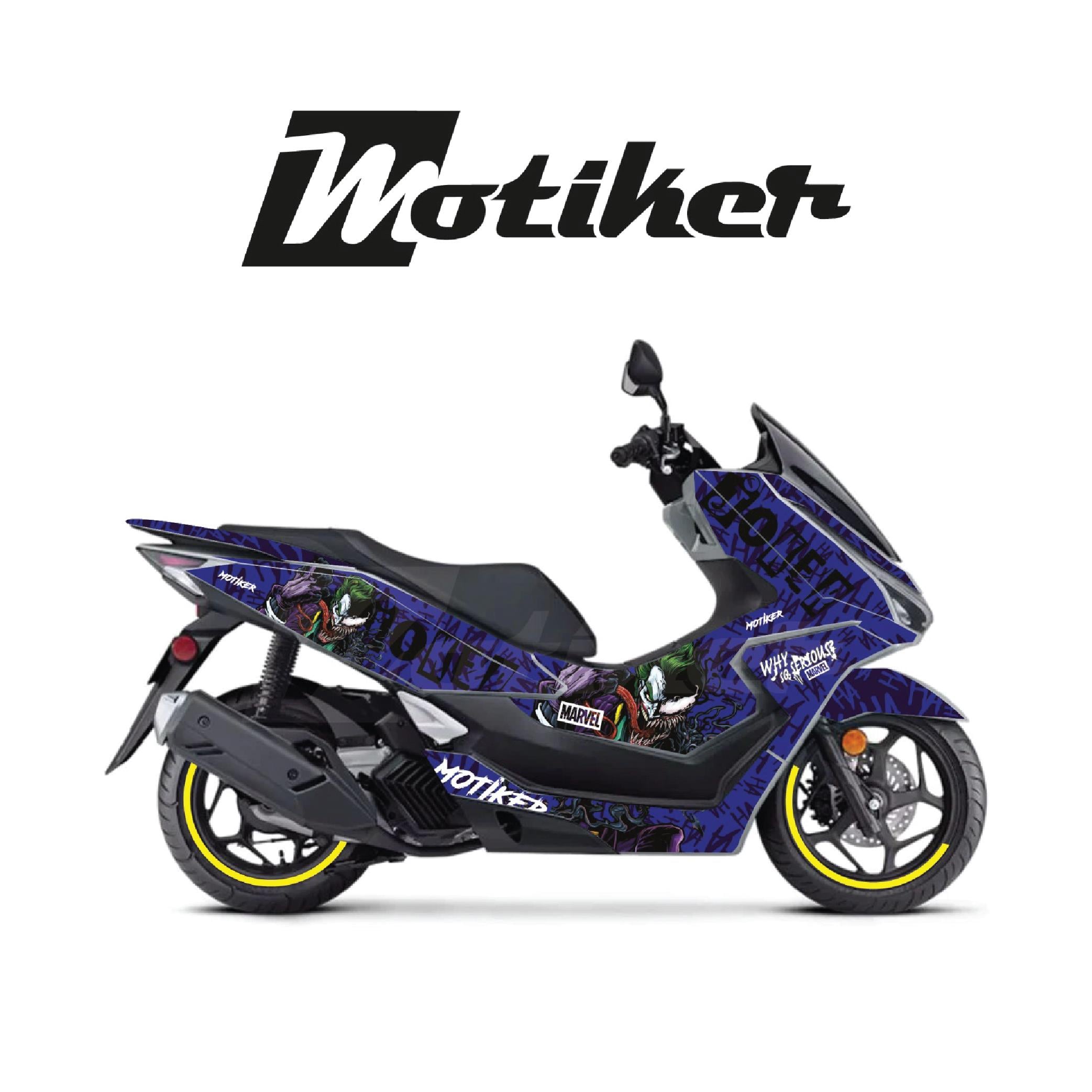 HONDA PCX Dlx 125 Joker & Venom Design Lacivert  Sticker Set  Motor Kaplama