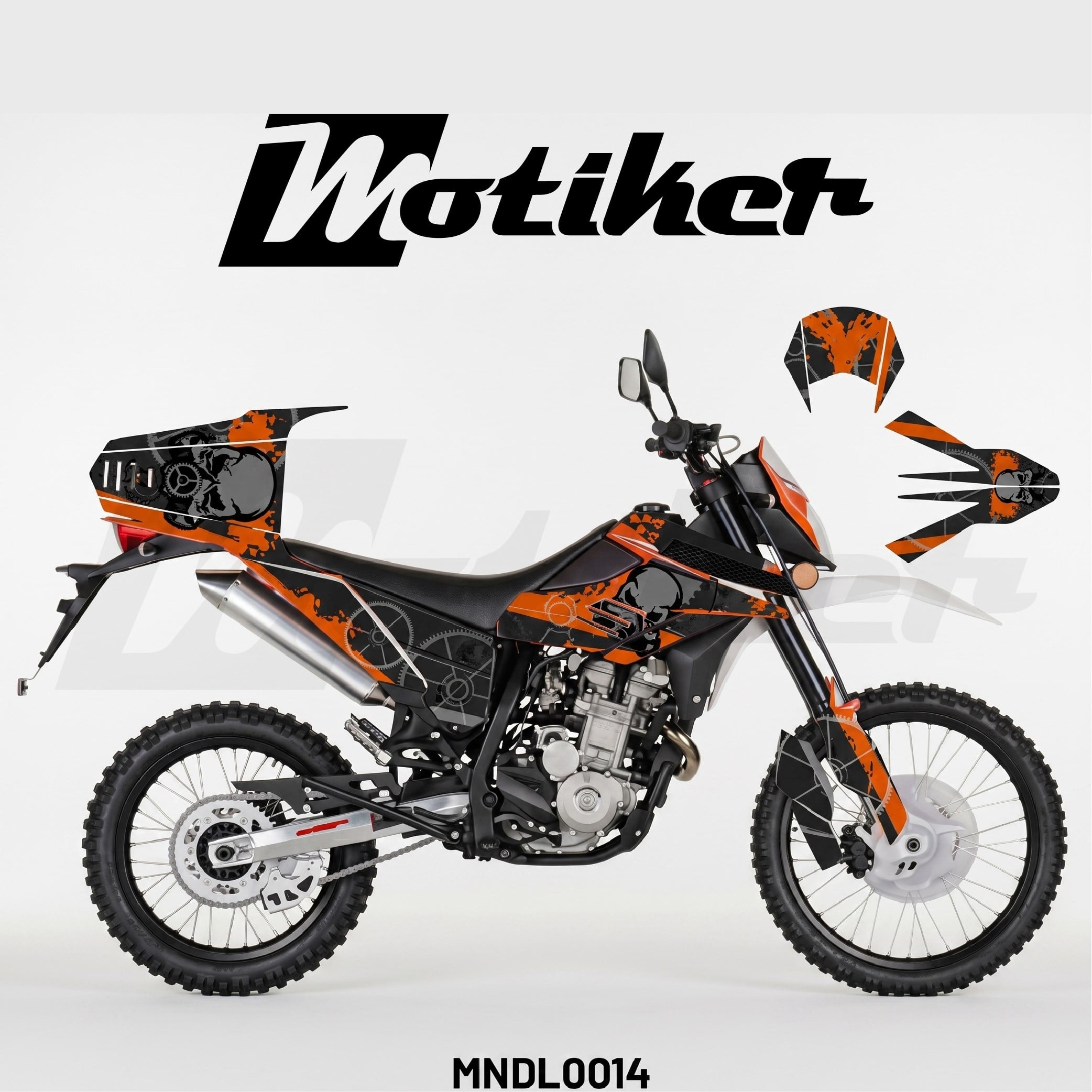 Mondial X-Treme ''Gas Mask'' Tasarım Motosiklet Sticker Etiket Modeli Turuncu
