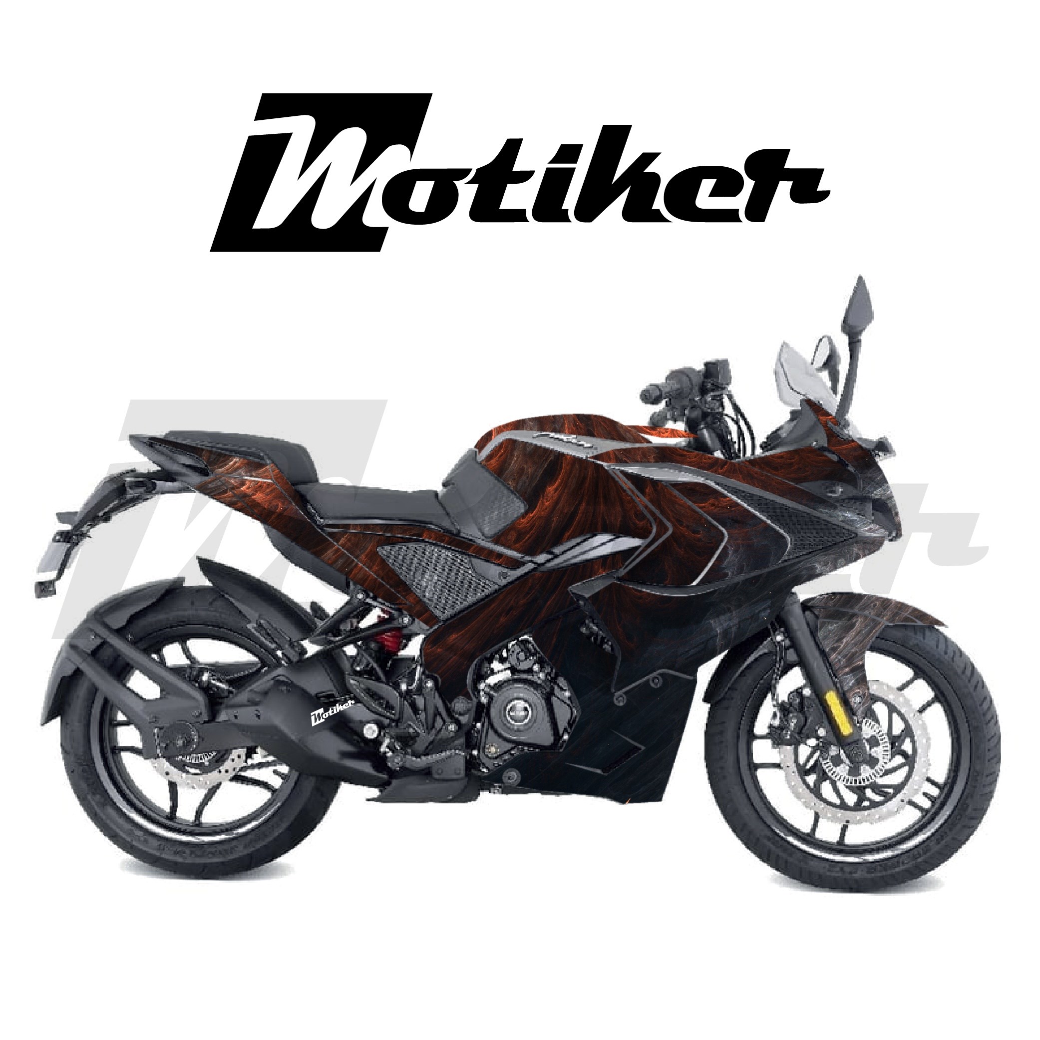 Bajaj RS200 Parçalı Kaplama Sticker Etiket Modeli Soyut Alev Desen 16 (MTK9377)