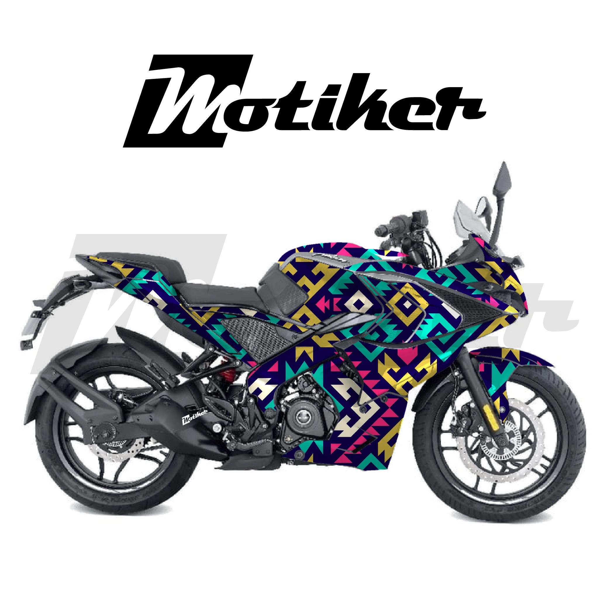 Bajaj RS200 Parçalı Kaplama Sticker Etiket Modeli Etnik Motif Desen 9 (MTK9370)