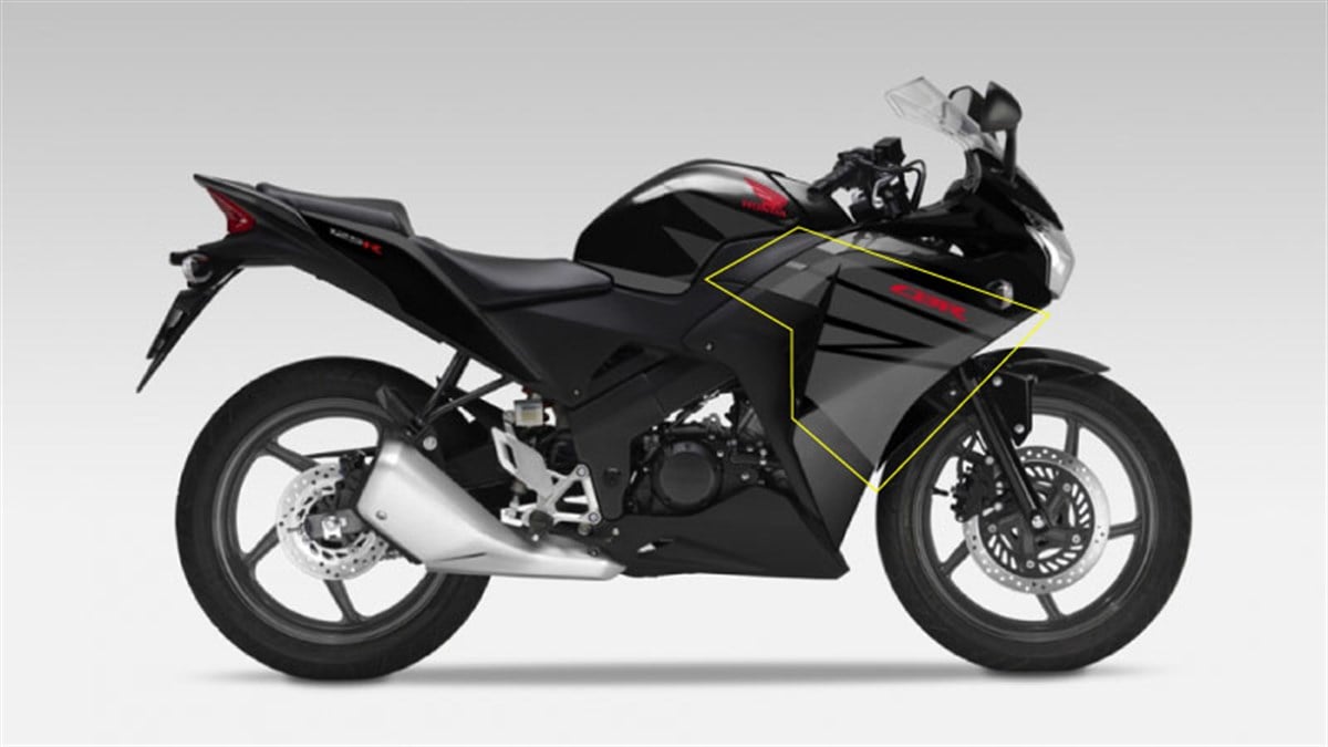 2012 Honda CBR125 R Siyah Sağ Yan Grenaj Sticker Etiket Modeli