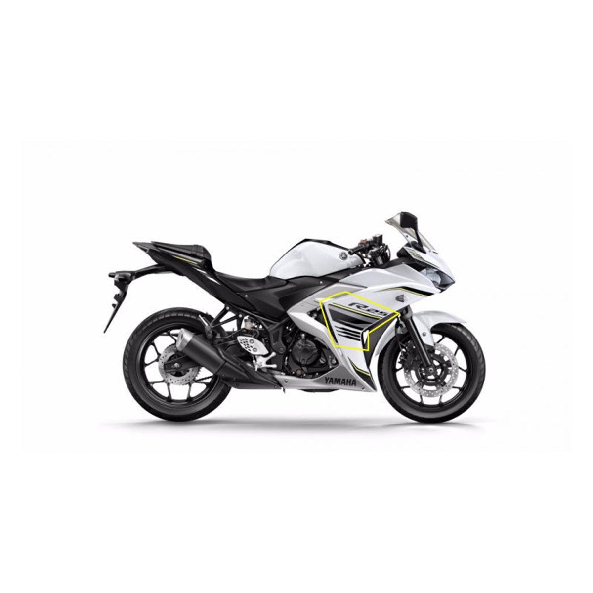 2017 Beyaz Yamaha YZF-R25 Orjinal Sol Yan Grenaj Sticker Modeli 