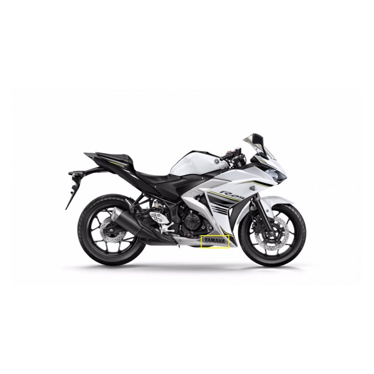 2017 Beyaz Yamaha YZF-R25 Orjinal Sol Alt Grenaj Sticker Modeli 