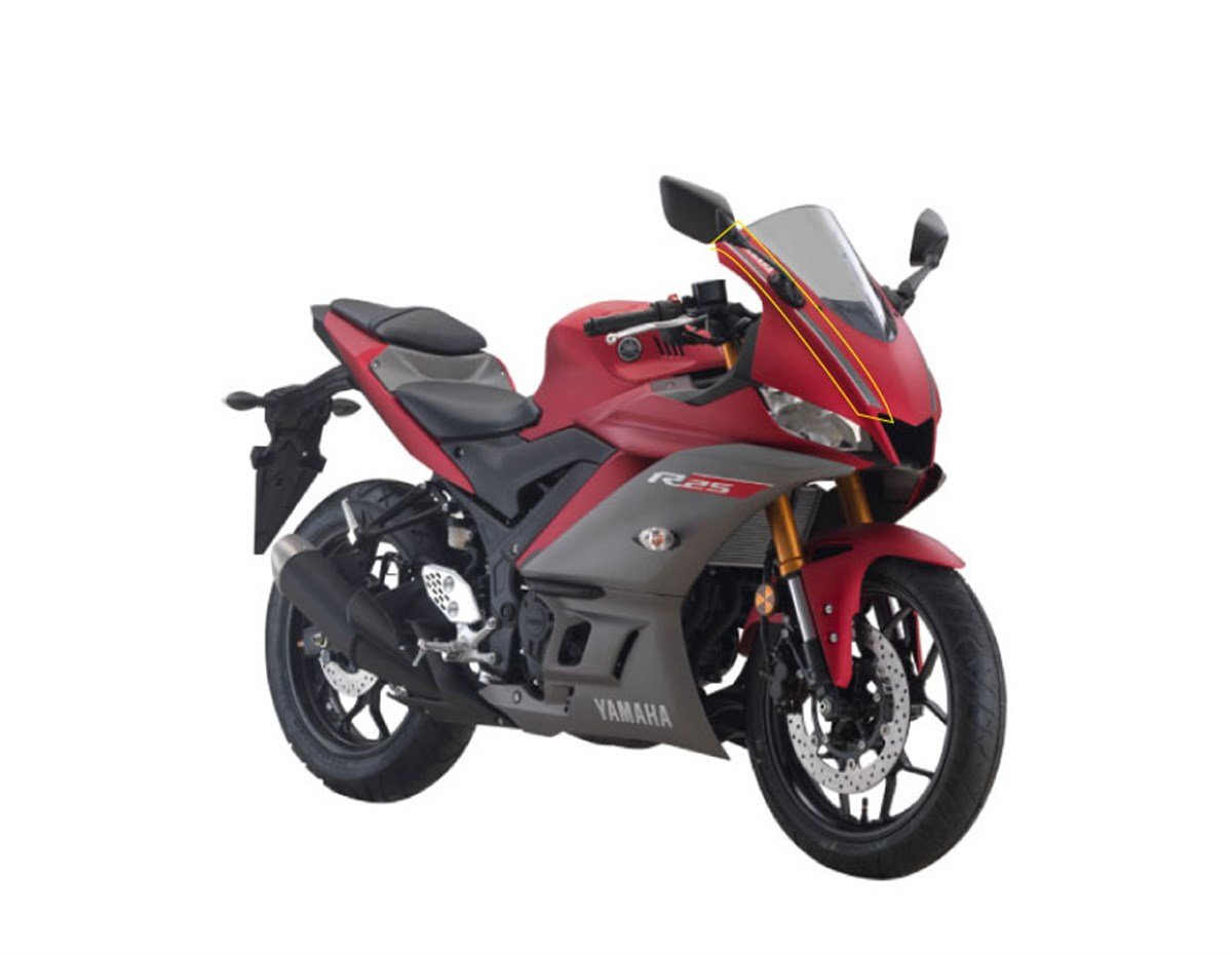 2019 Yamaha YZF R25 Kırmızı Ön Kafa Grenaj Sticker Etiket Modeli