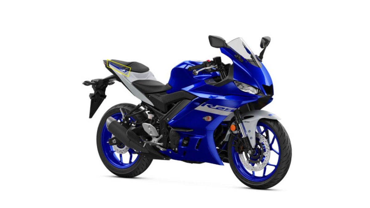 2021 Mavi YZF-R25 Sağ Arka Kuyruk Grenaj Stiker Etiket  Modeli
