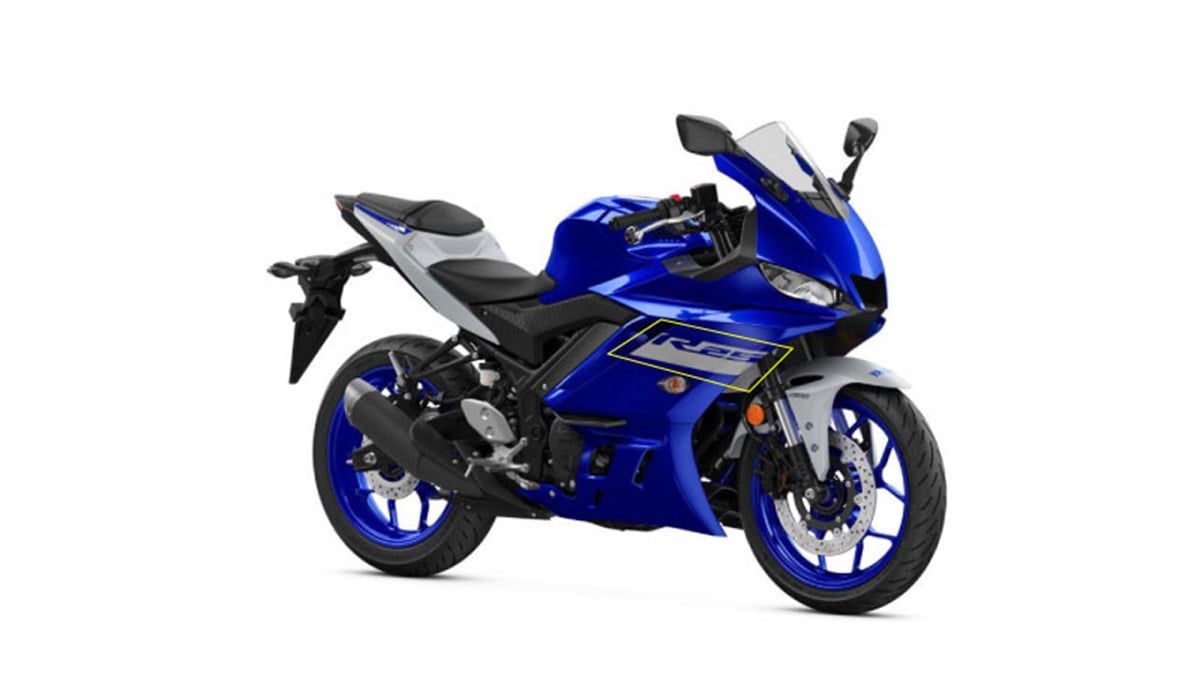 2021 Mavi YZF-R25 Sağ Yan Grenaj Stiker Etiket  Modeli
