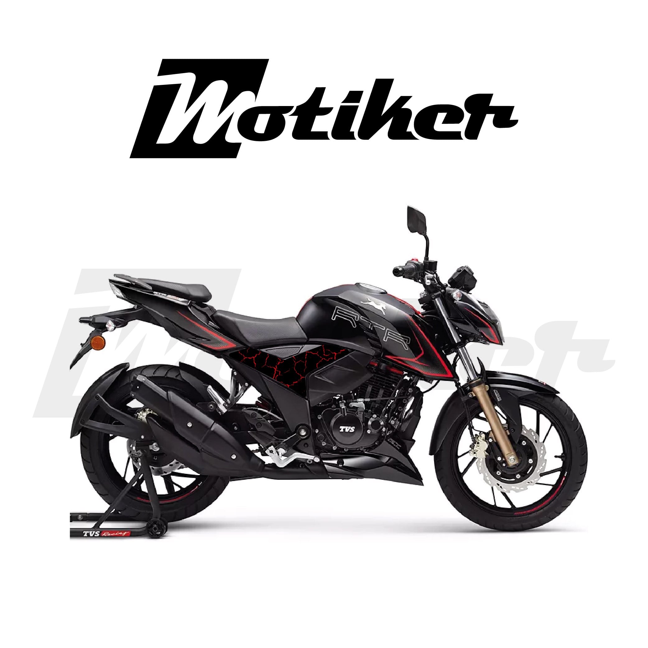 TVS RTR 200 Orta Şase Kırmızı Şimşek tasarımı Sticker Etiket Modeli