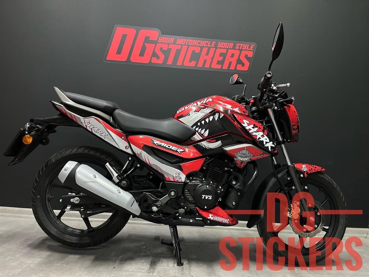 TVS Raider 125 Shark Tasarım Sticker Etiket Modeli