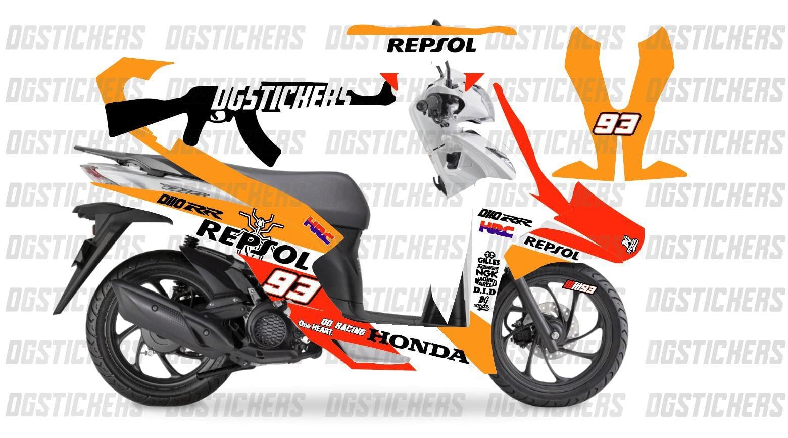 Honda Dio Repsol Sticker Etiket Modeli
