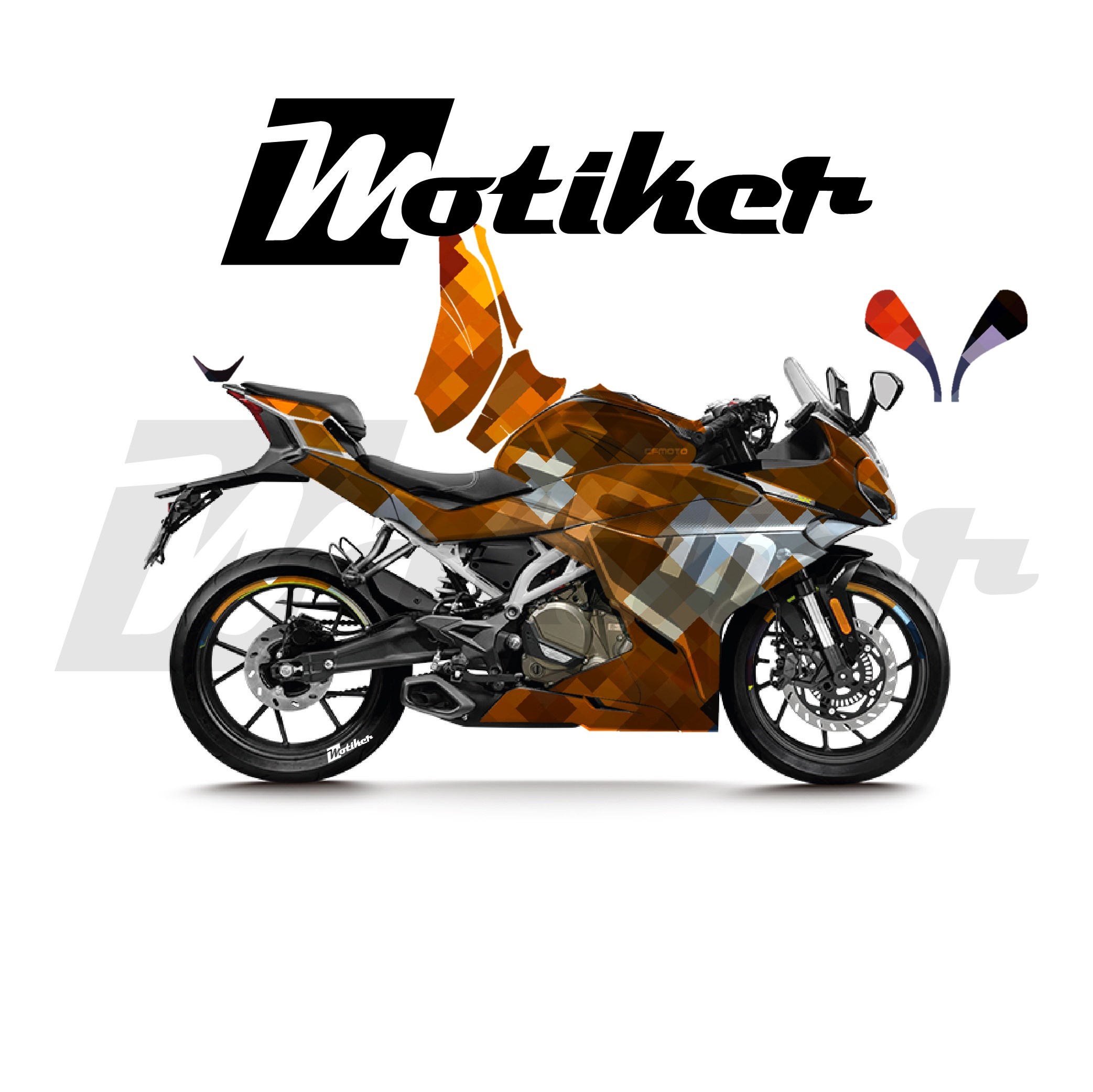 CFMOTO 250SR Parçalı Kaplama Sticker Etiket Modeli Piksel Mozaik Desen 25 (MTK9386)
