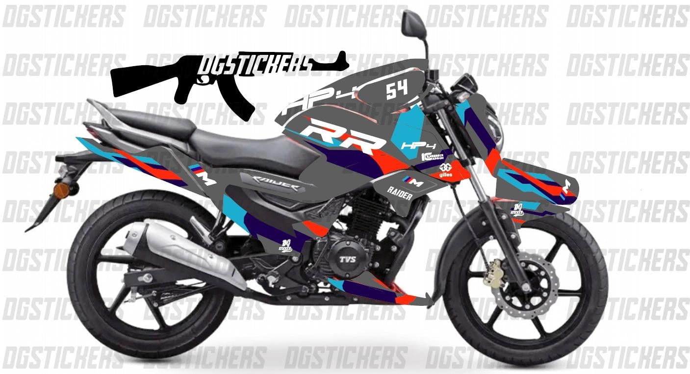 TVS Raider 125 RR Gri Tasarım Sticker Etiket Modeli
