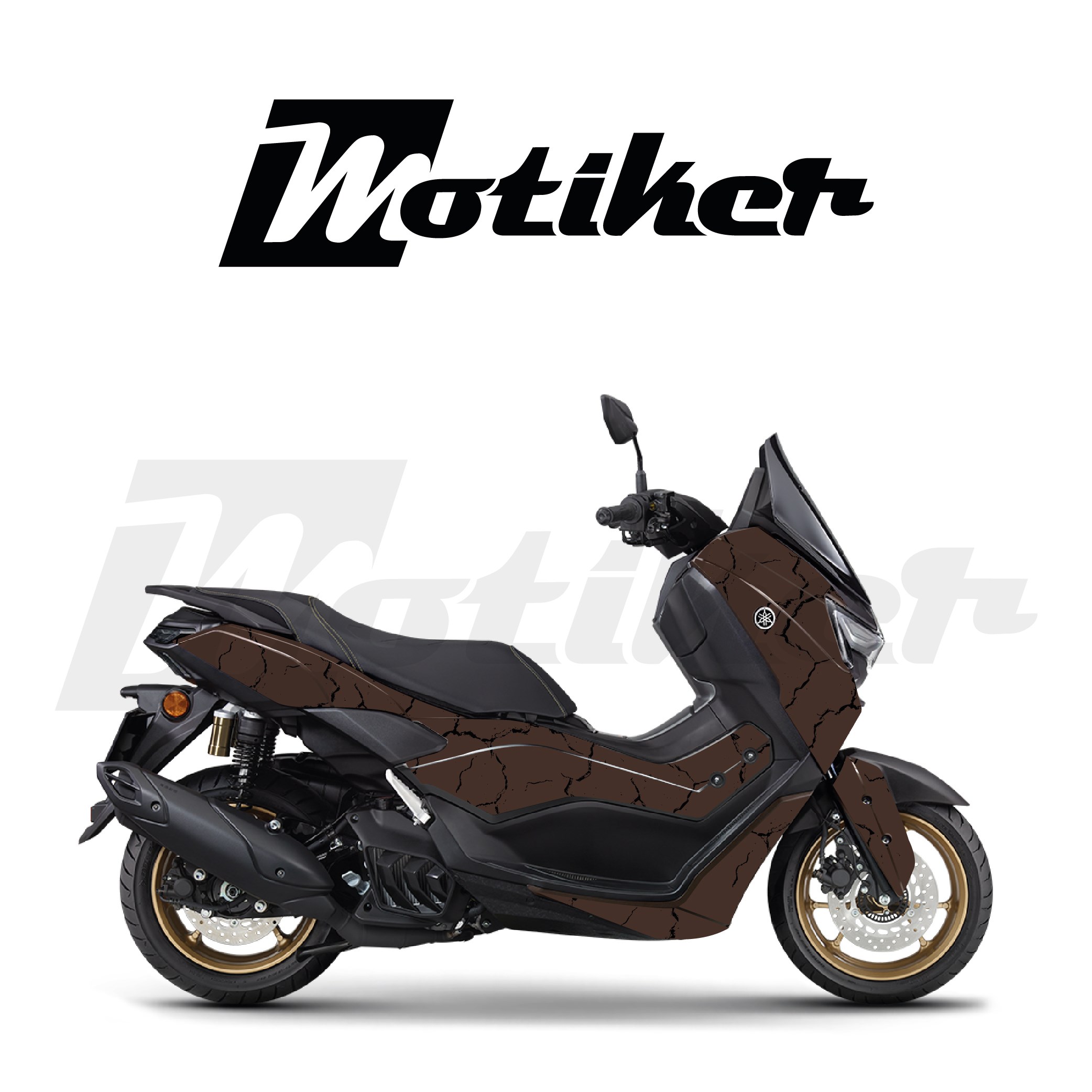 YAMAHA N-MAX Metalik Kahverengi Zemin Şimşek Desen Parçalı Kaplama Sticker Etiket Modeli