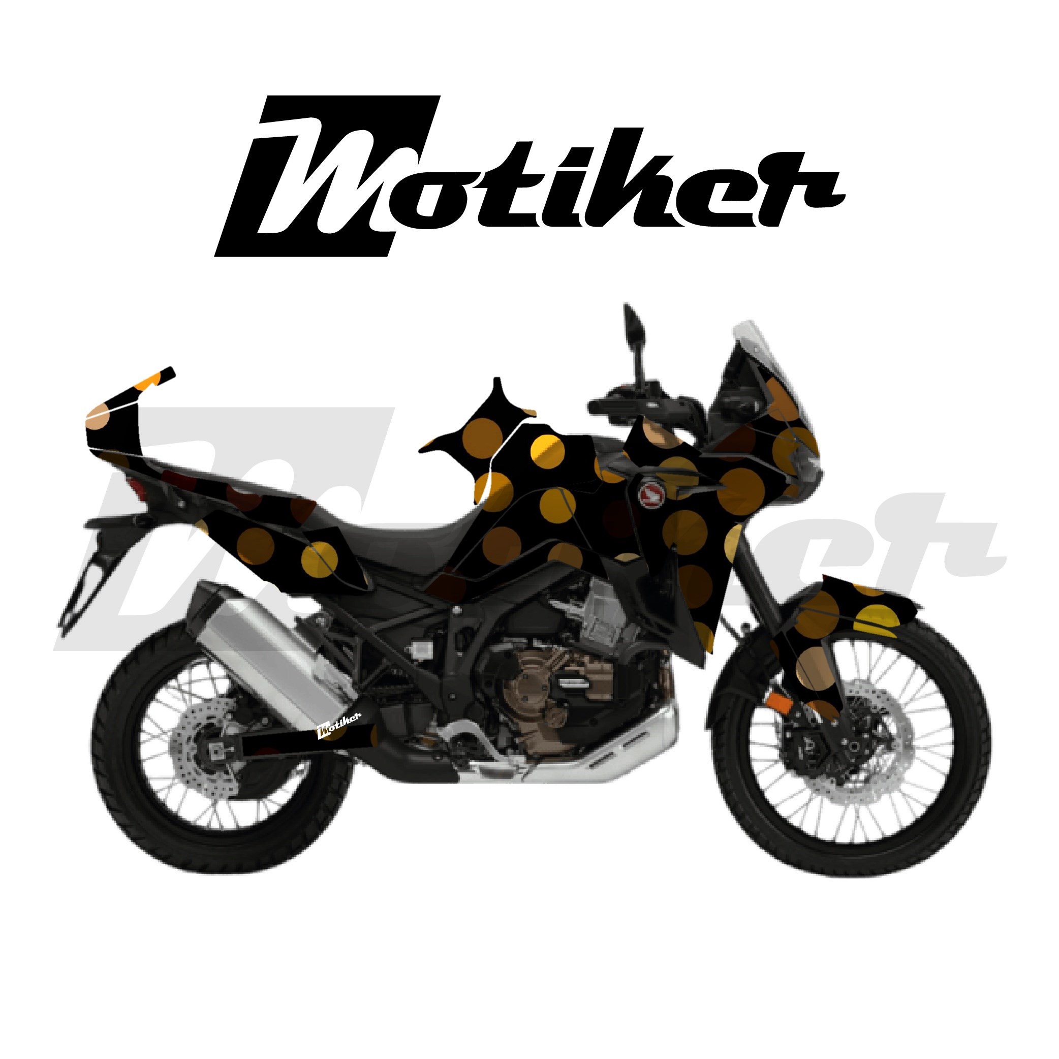 HONDA AFRICA TWIN CRF 1100 L 2020-2023 Parçalı Kaplama Sticker Etiket Modeli Altın Noktalar Desen 15 (MTK9376)
