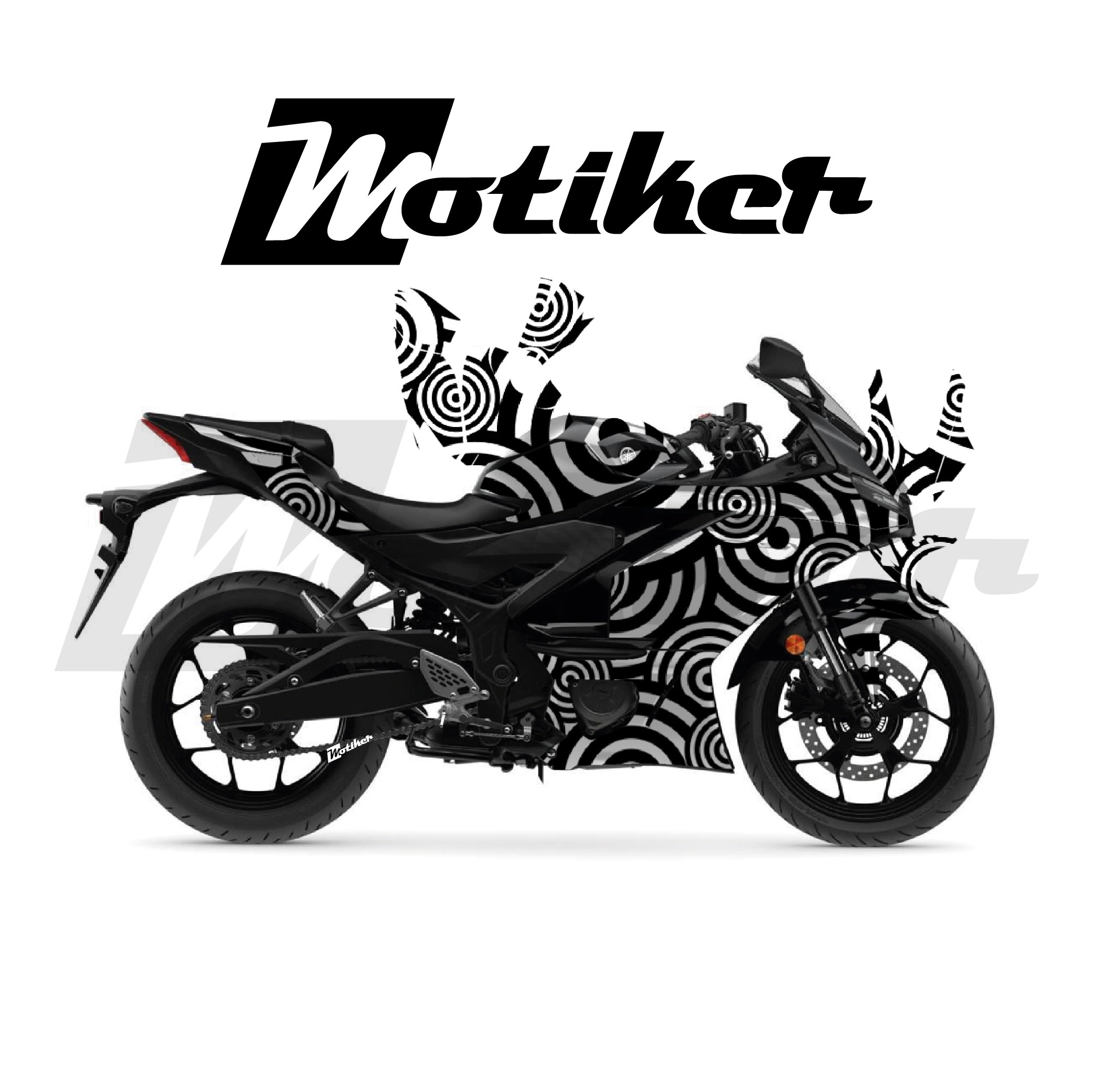 Yamaha YZF R25 Parçalı Kaplama Sticker Etiket Modeli Dairesel Motif Desen 21 (MTK9382)
