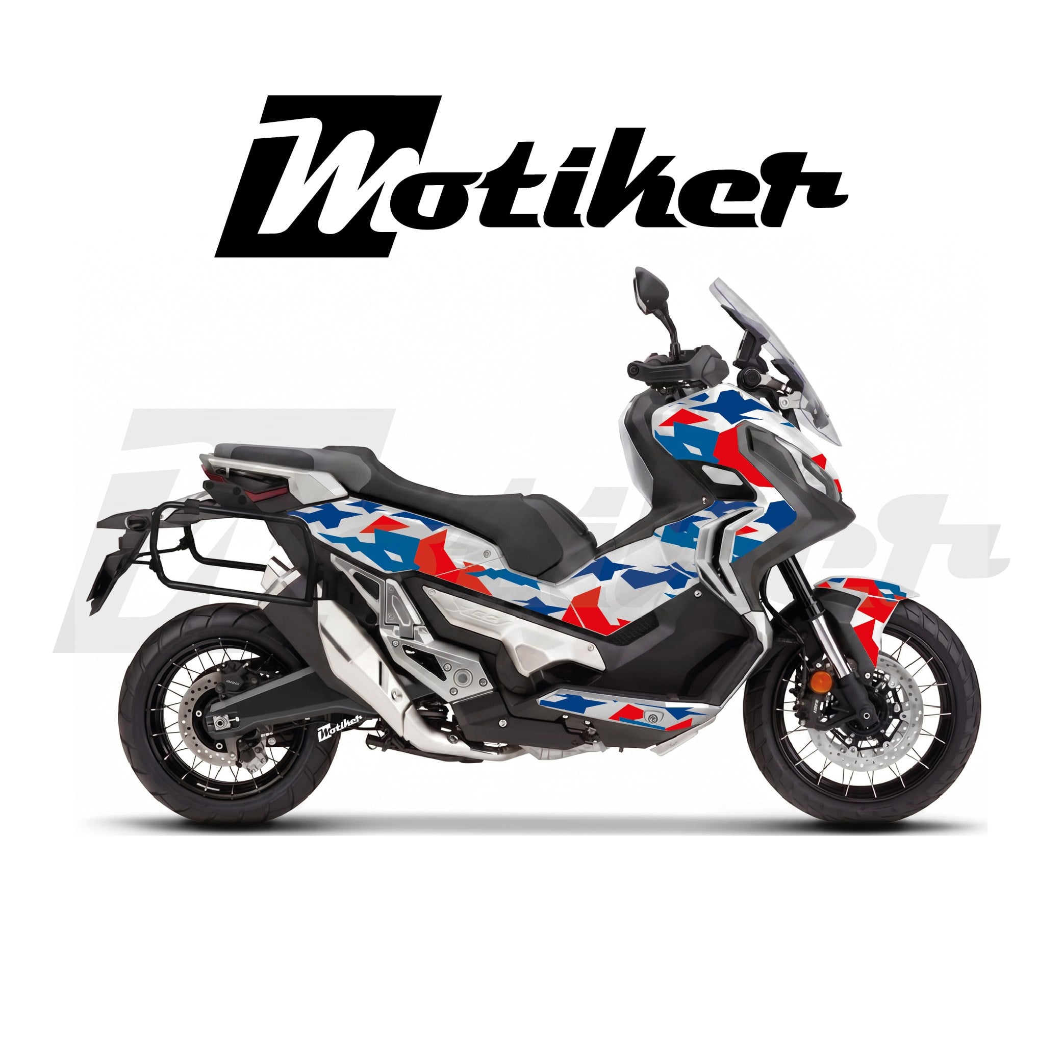 Honda X-ADV750 2015-2019 Adventure Camouflage Parçalı Kaplama Beyaz Kırmızı Mavi