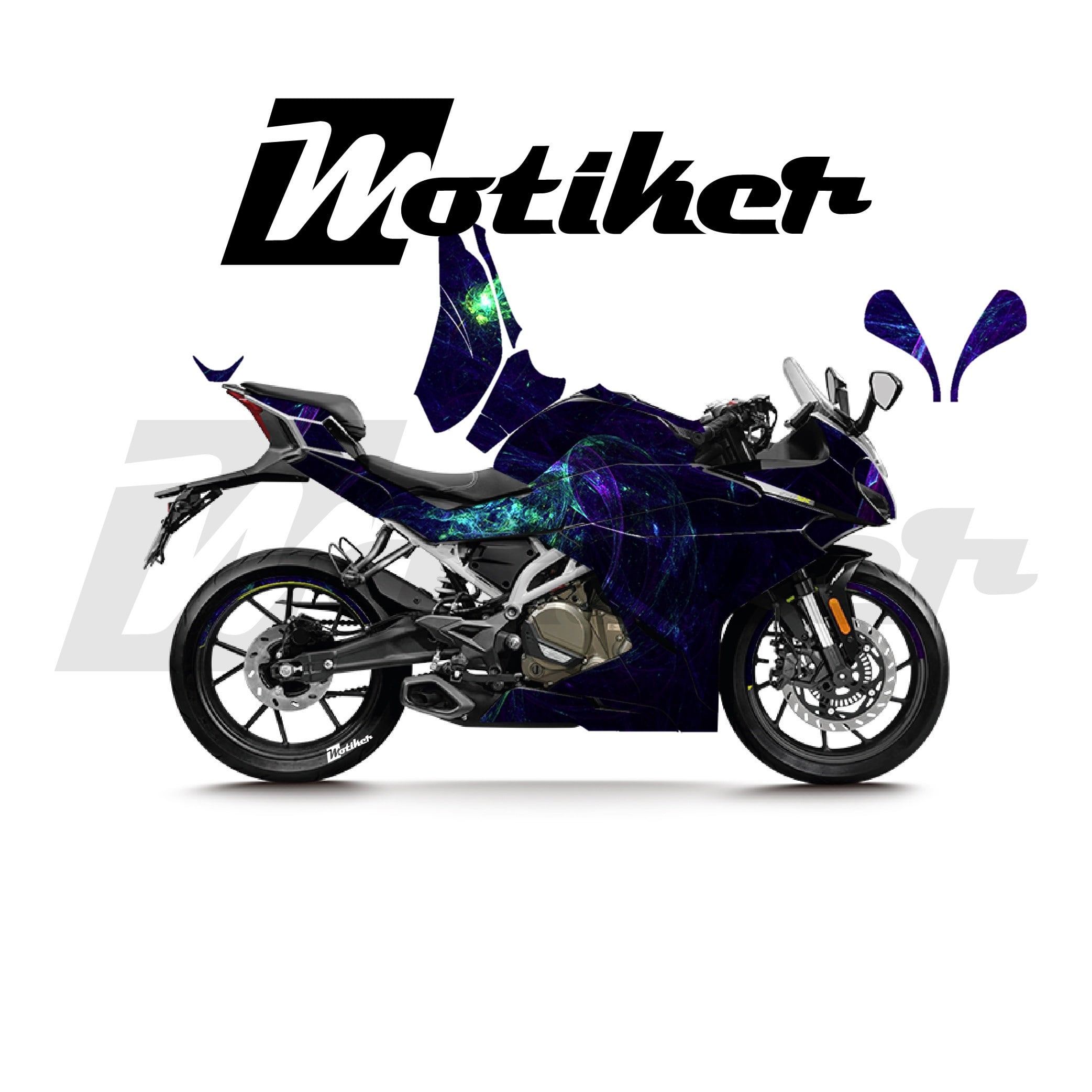 CFMOTO 250SR Parçalı Kaplama Sticker Etiket Modeli Kozmik Duman Desen 23 (MTK9384)