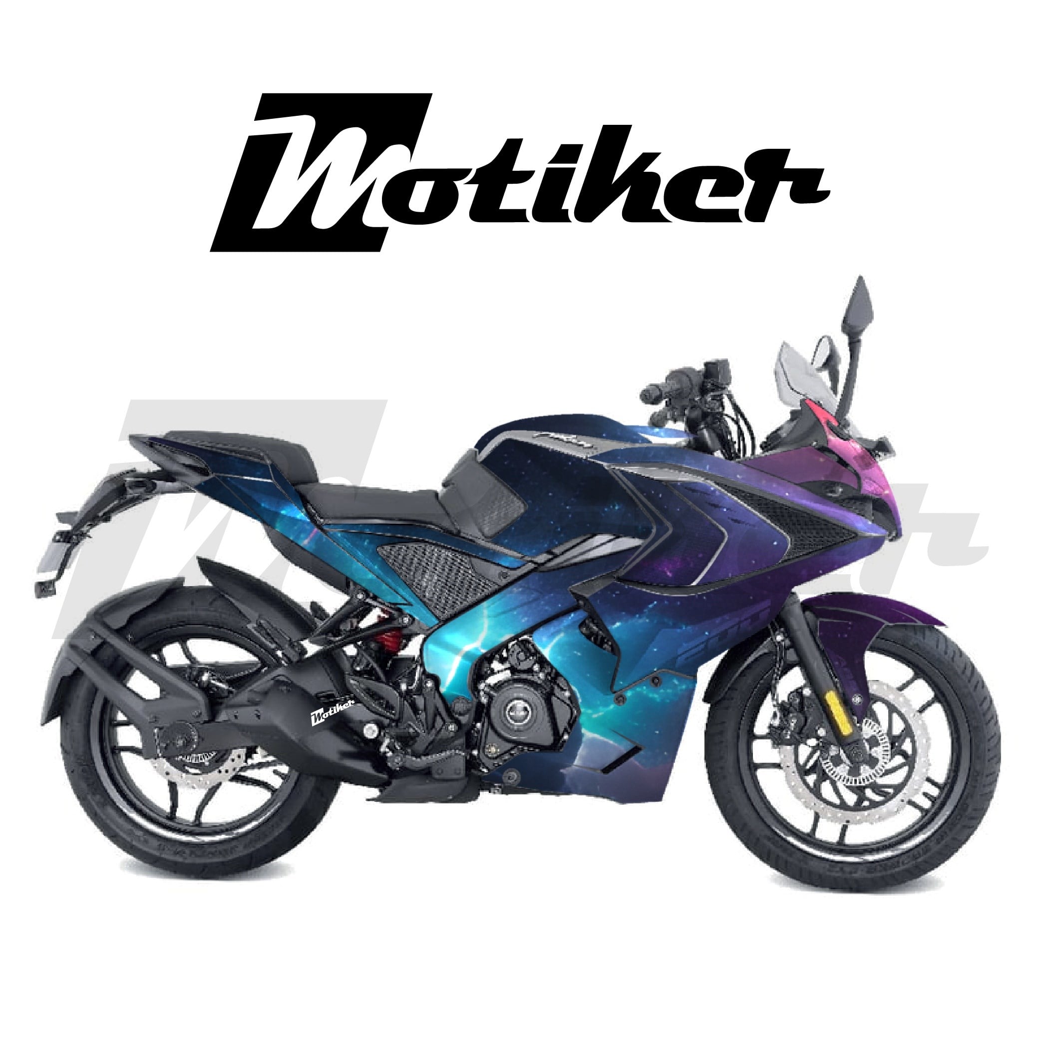Bajaj RS200 Parçalı Kaplama Sticker Etiket Modeli Renkli Galaksi Desen 19 (MTK9380)