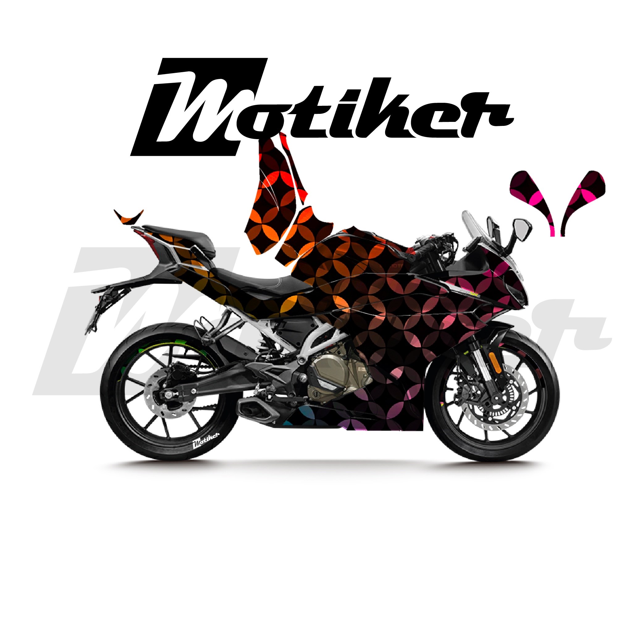 CFMOTO 250SR Parçalı Kaplama Sticker Etiket Modeli Renkli Mozaik Desen 11 (MTK9372)