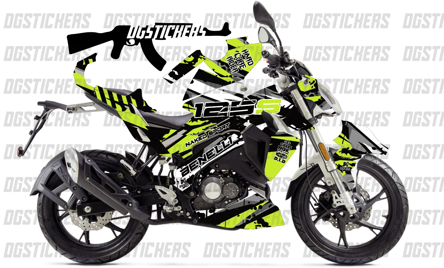 Benelli 125S Strom Sarı-Siyah Sport Design  Tasarımı Sticker Etiket Modeli