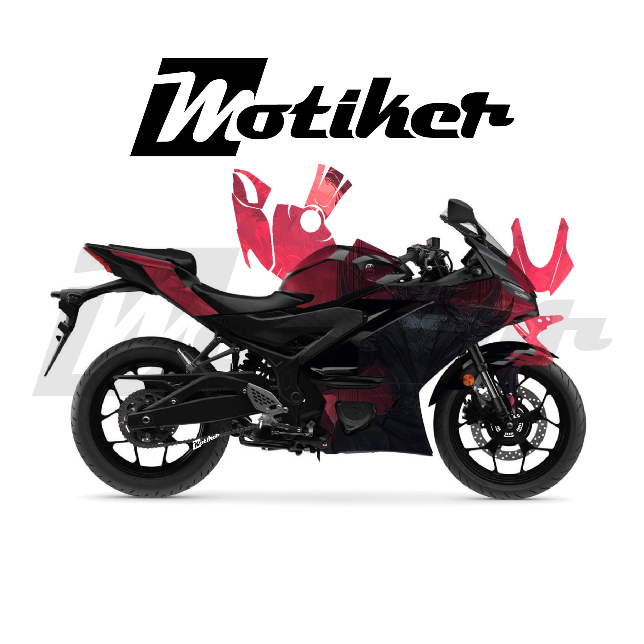 Yamaha YZF R25 Parçalı Kaplama Sticker Etiket Modeli Karanlık Taht Desen 6 (MTK9367)