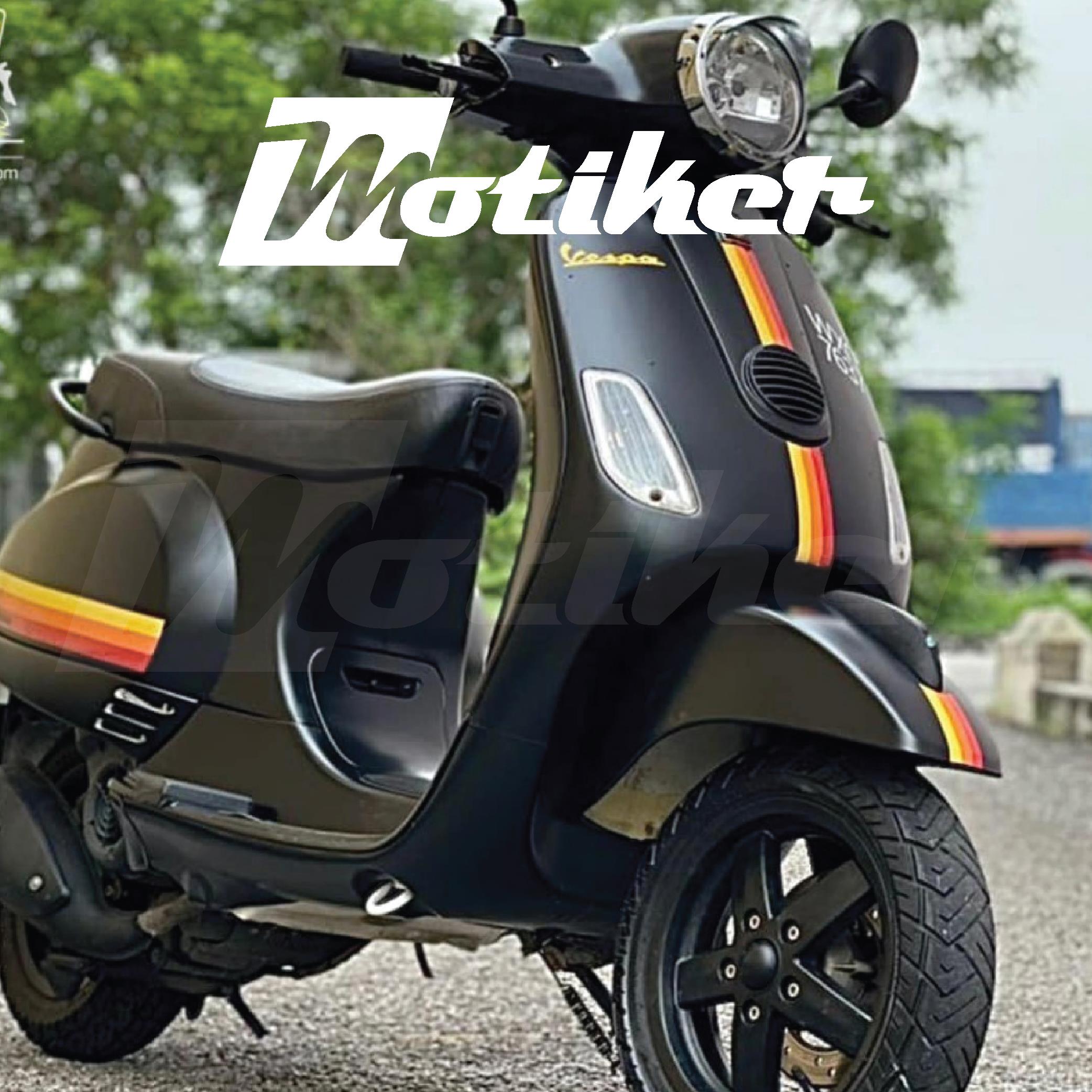 Vespa Sarı Turuncu Kırmızı Şerit Çizgi Tasarımı Sticker Etiket Modeli