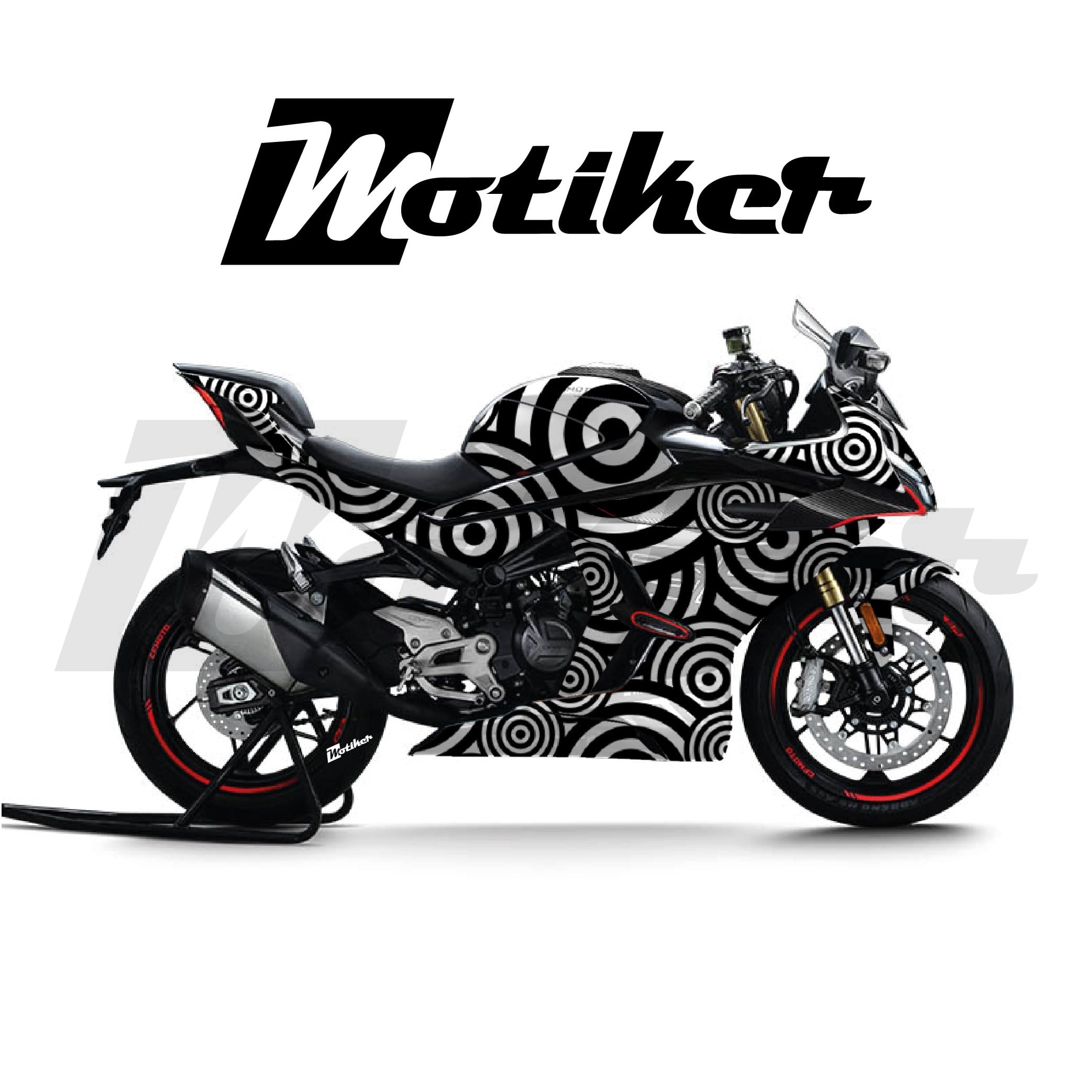 CF MOTO 450SR Parçalı Kaplama Sticker Etiket Modeli Dairesel Motif Desen 21 (MTK9382)